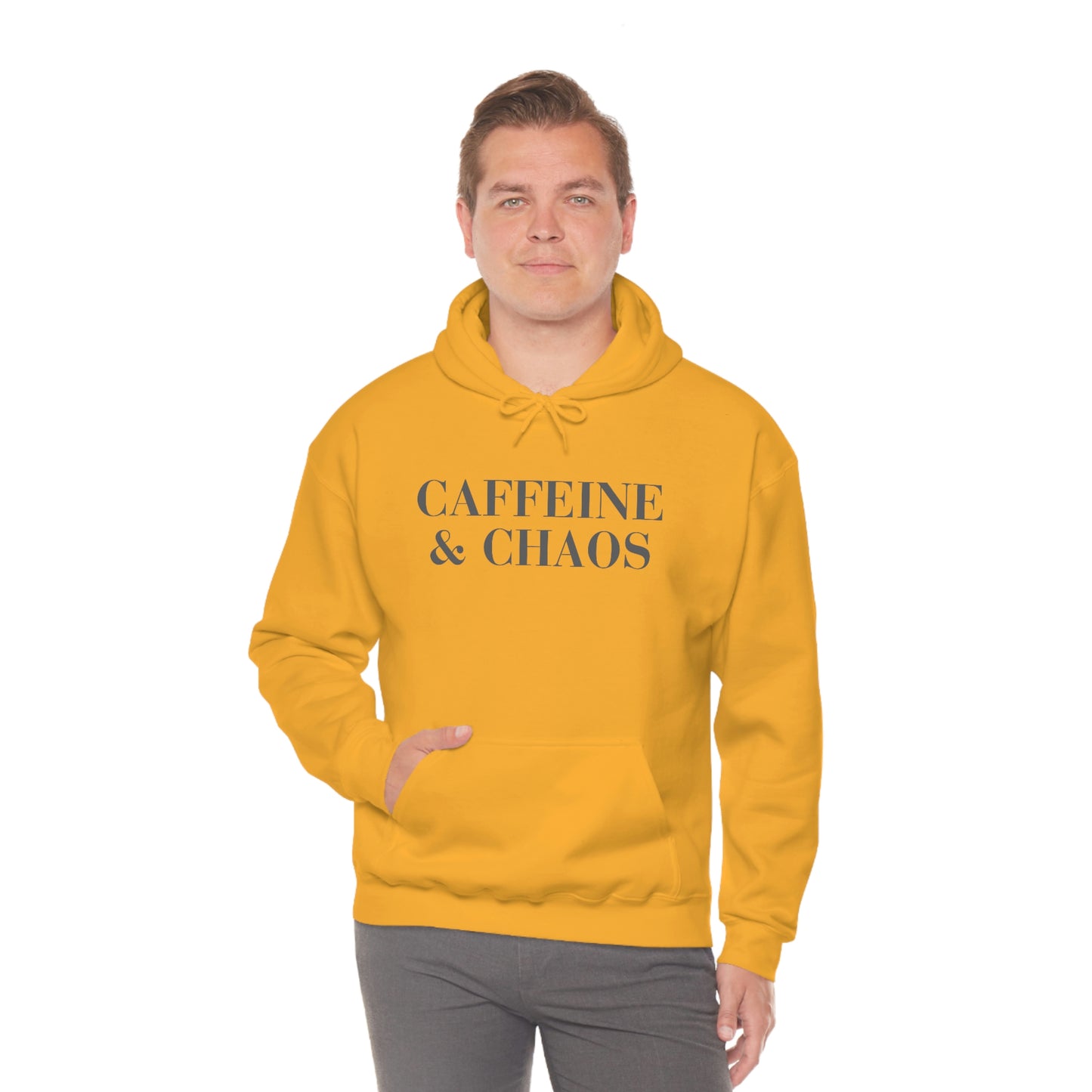 "Caffeine and Chaos" Unisex Heavy Blend™ Hooded Sweatshirt