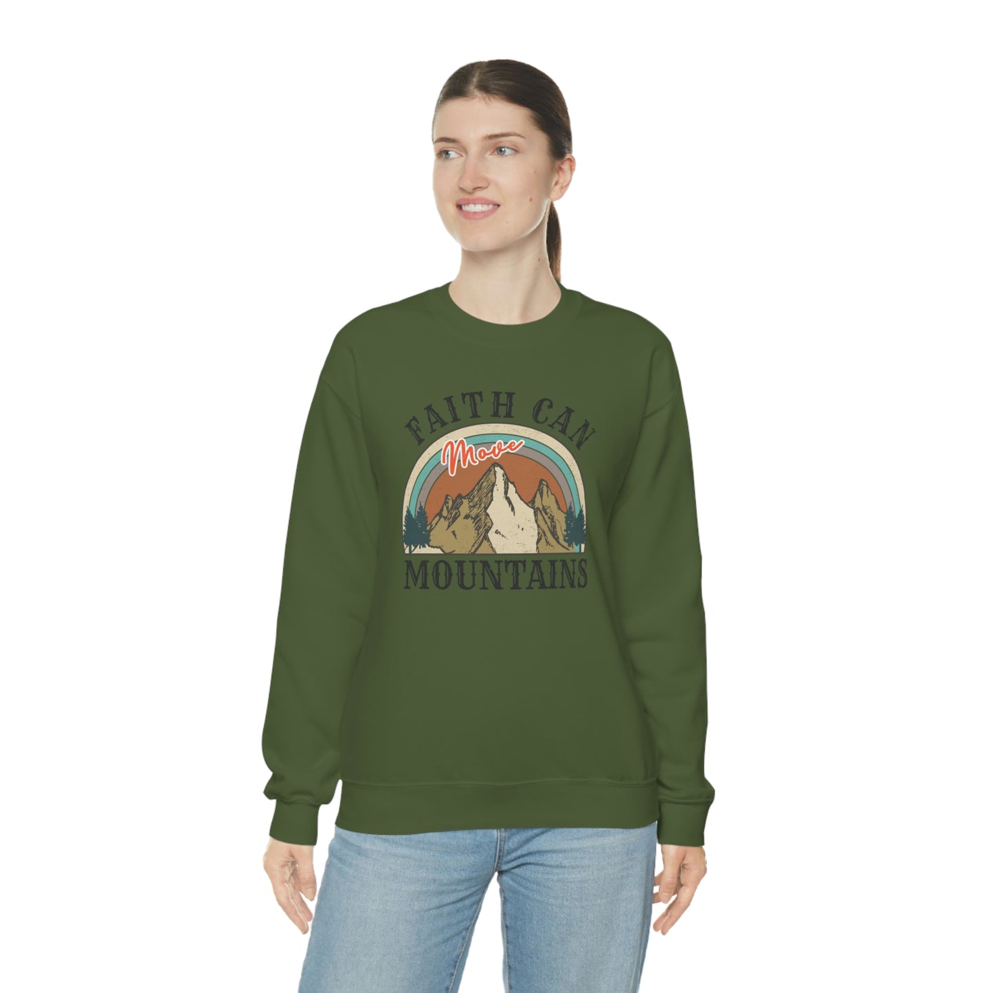"Faith Can Move Mountains" Unisex Heavy Blend™ Crewneck Sweatshirt