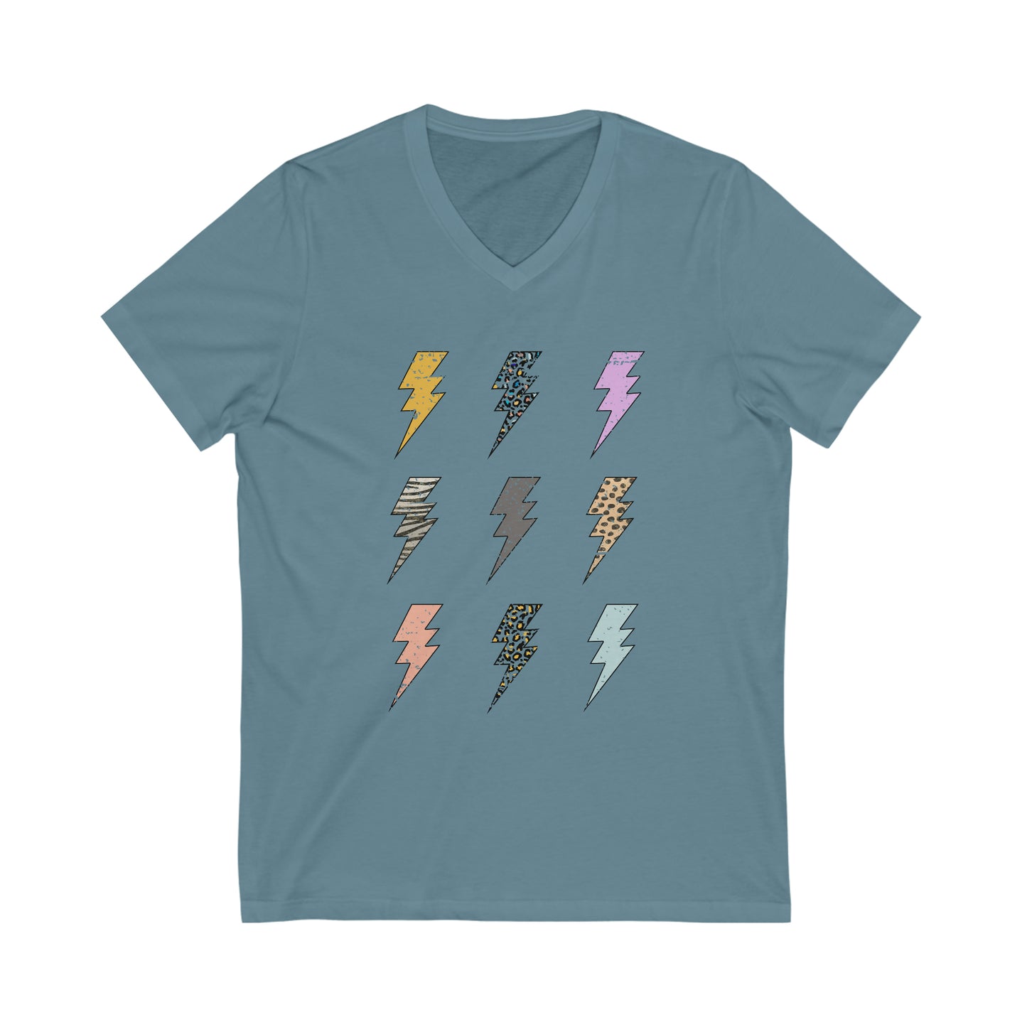 "Lightening Bolt Tee" Unisex Jersey Short Sleeve V-Neck Tee