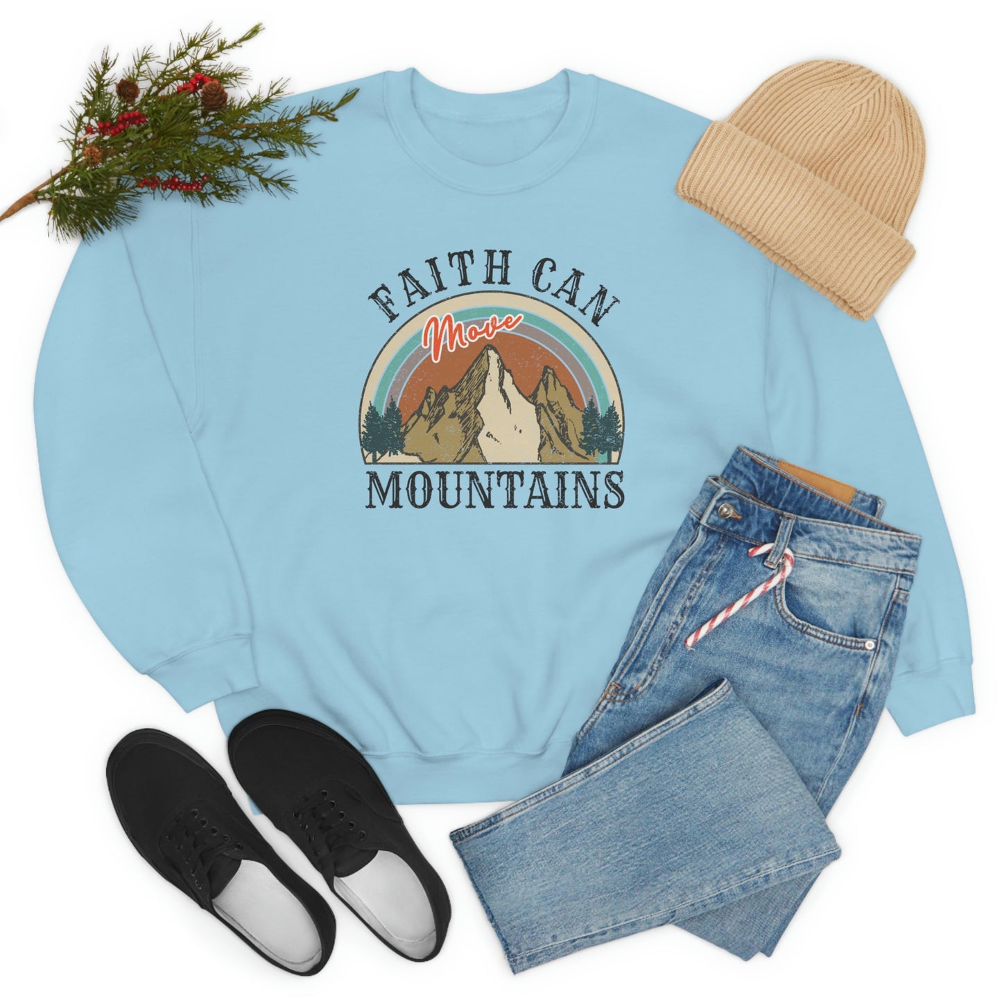 "Faith Can Move Mountains" Unisex Heavy Blend™ Crewneck Sweatshirt