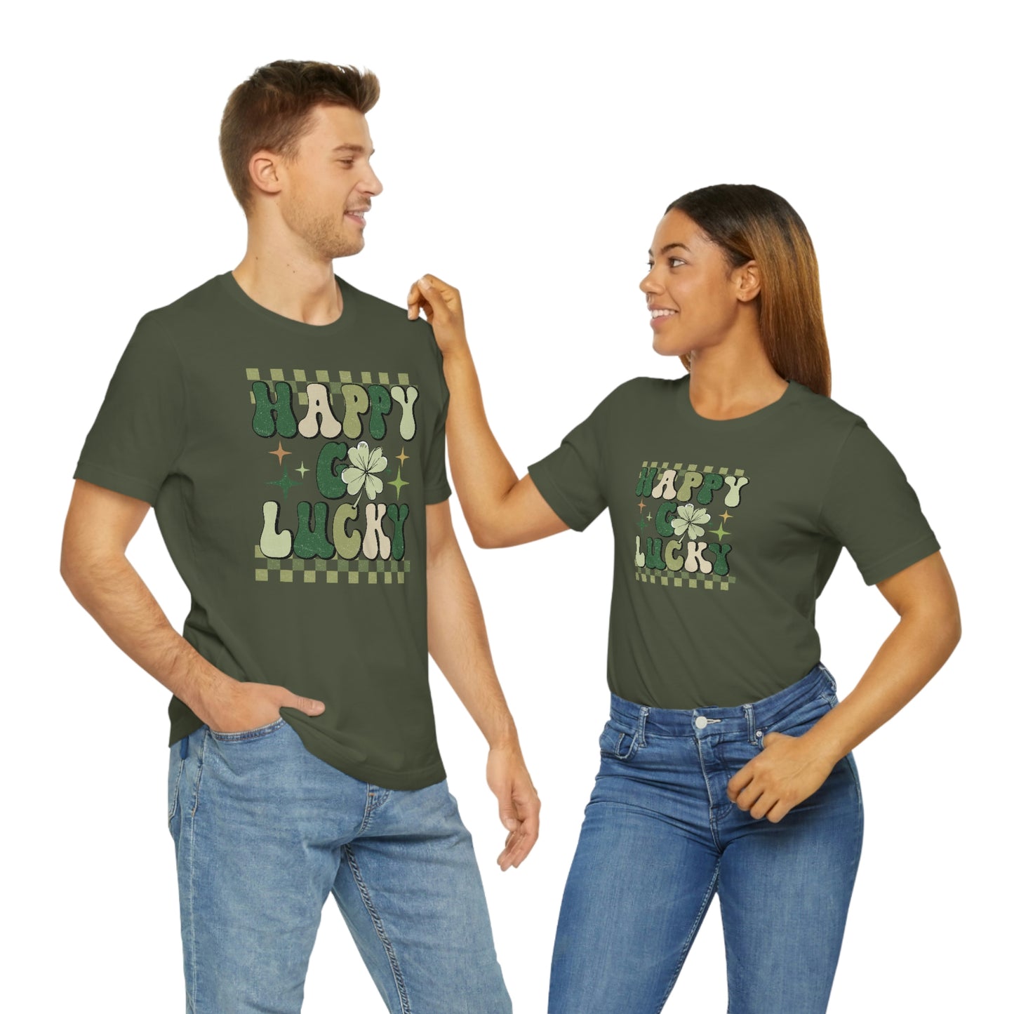 "Happy Go Lucky" Unisex Jersey Short Sleeve Tee (Bella Cavas 3001)