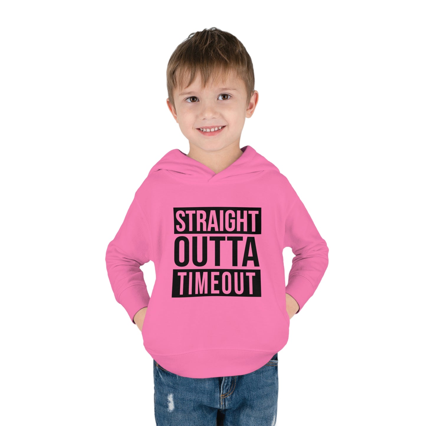 "Straight Outta Timeout" Toddler Pullover Fleece Hoodie (2T-6T)