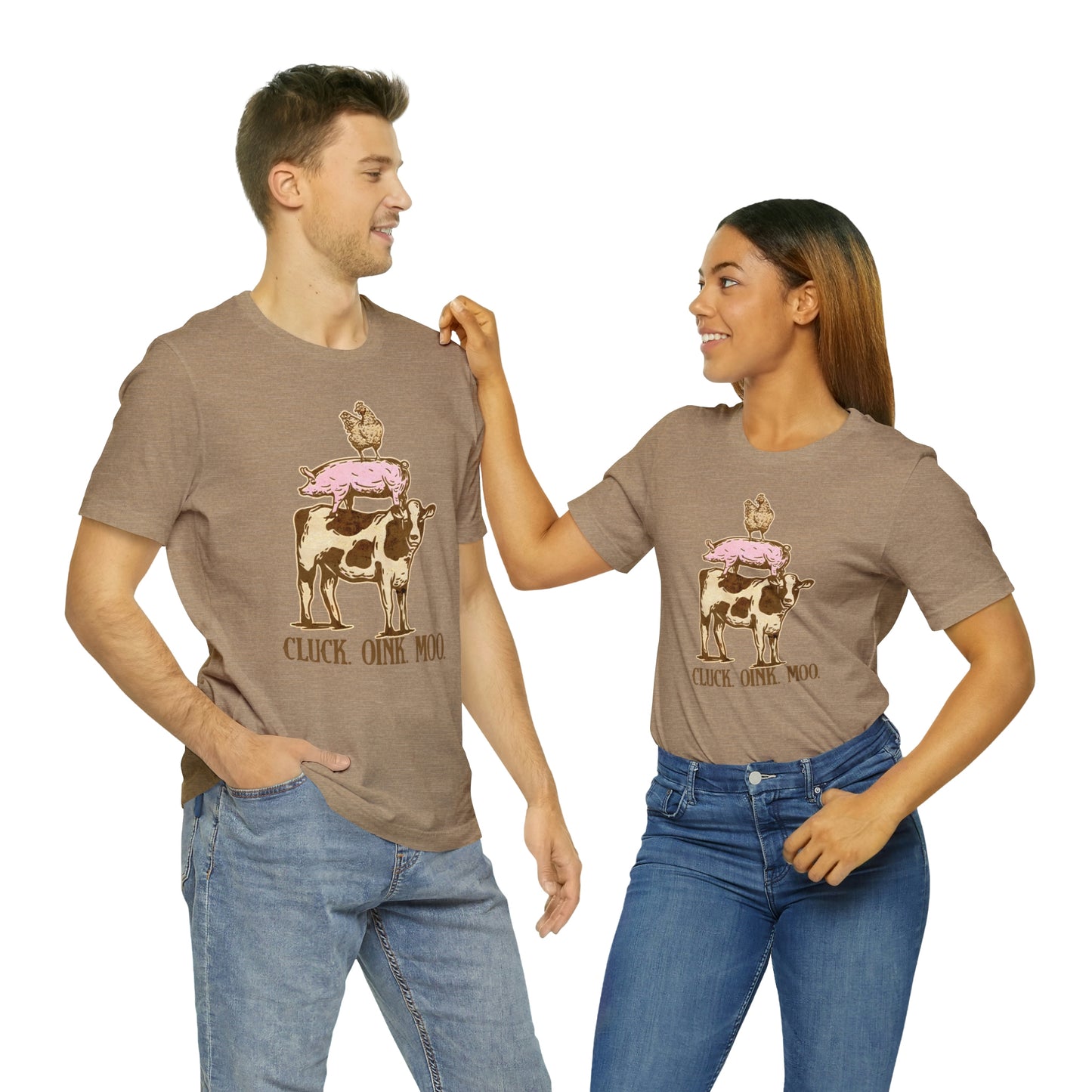"Cluck, Oink, Moo" Bella Canvas Short Sleeve Tee