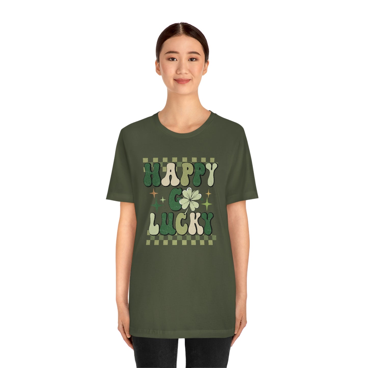 "Happy Go Lucky" Unisex Jersey Short Sleeve Tee (Bella Cavas 3001)