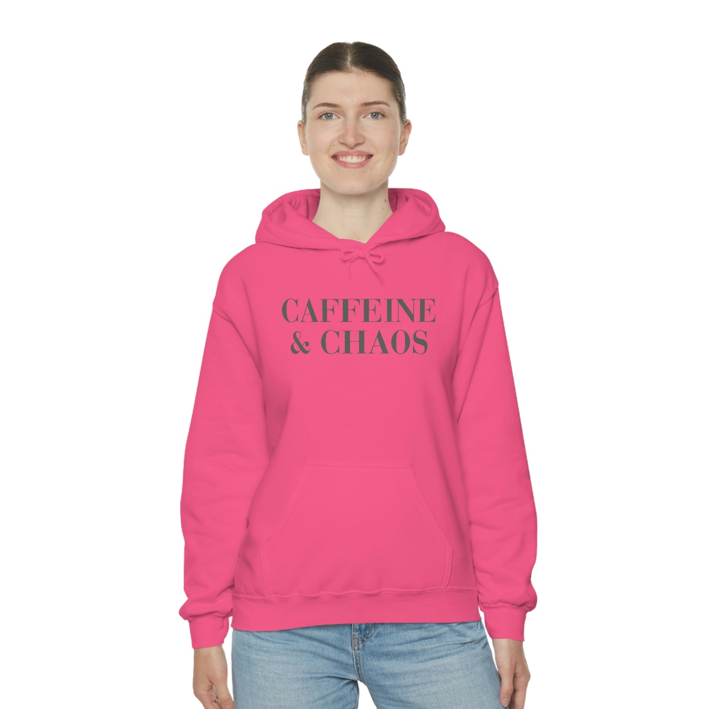 "Caffeine and Chaos" Unisex Heavy Blend™ Hooded Sweatshirt