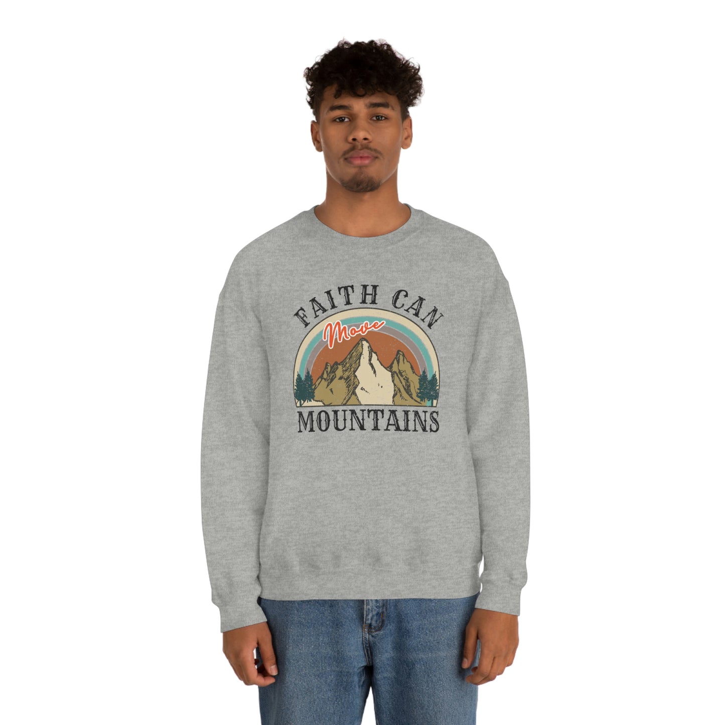 "Faith Can Move Mountains" Unisex Heavy Blend™ Crewneck Sweatshirt