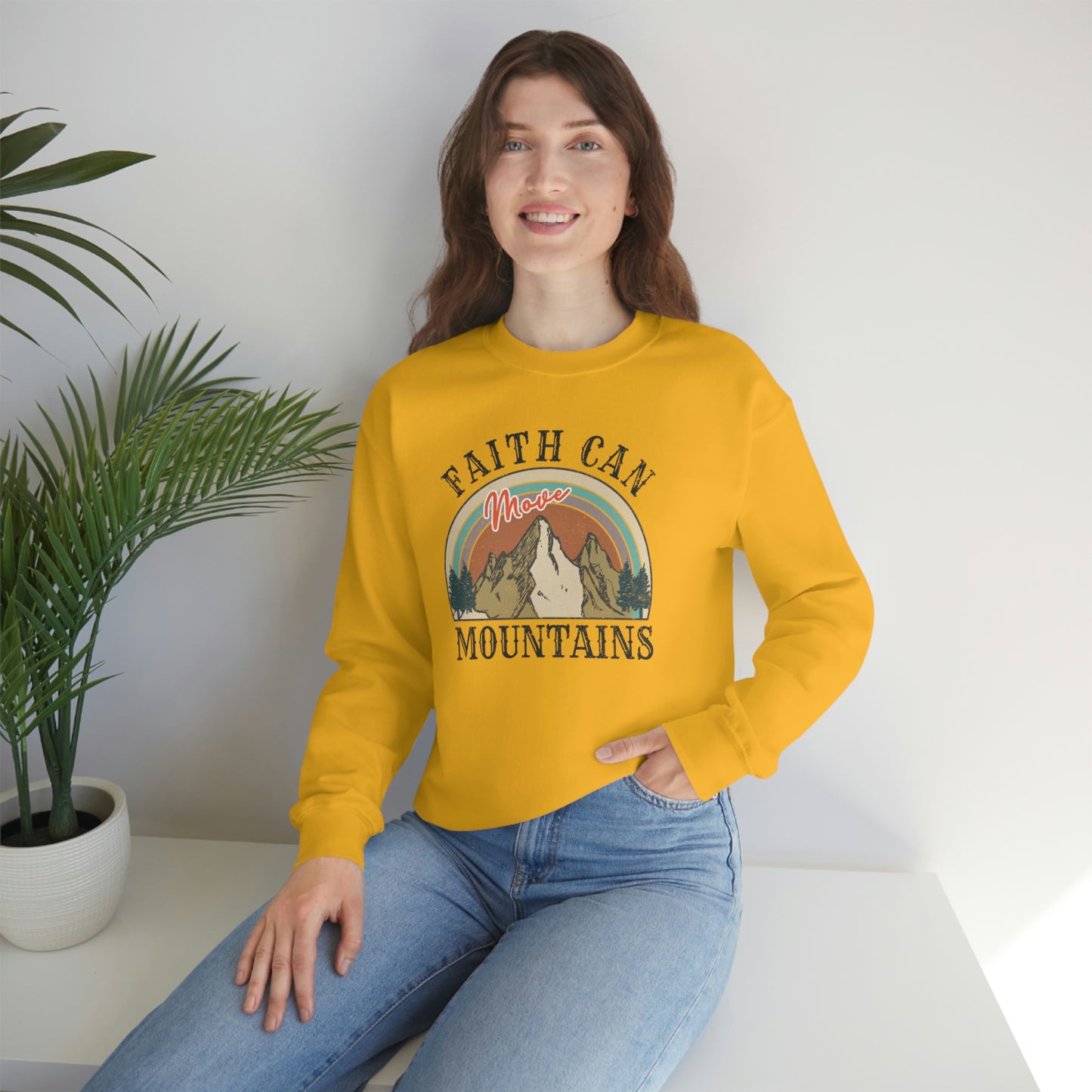 "Faith Can Move Mountains" Unisex Heavy Blend™ Crewneck Sweatshirt