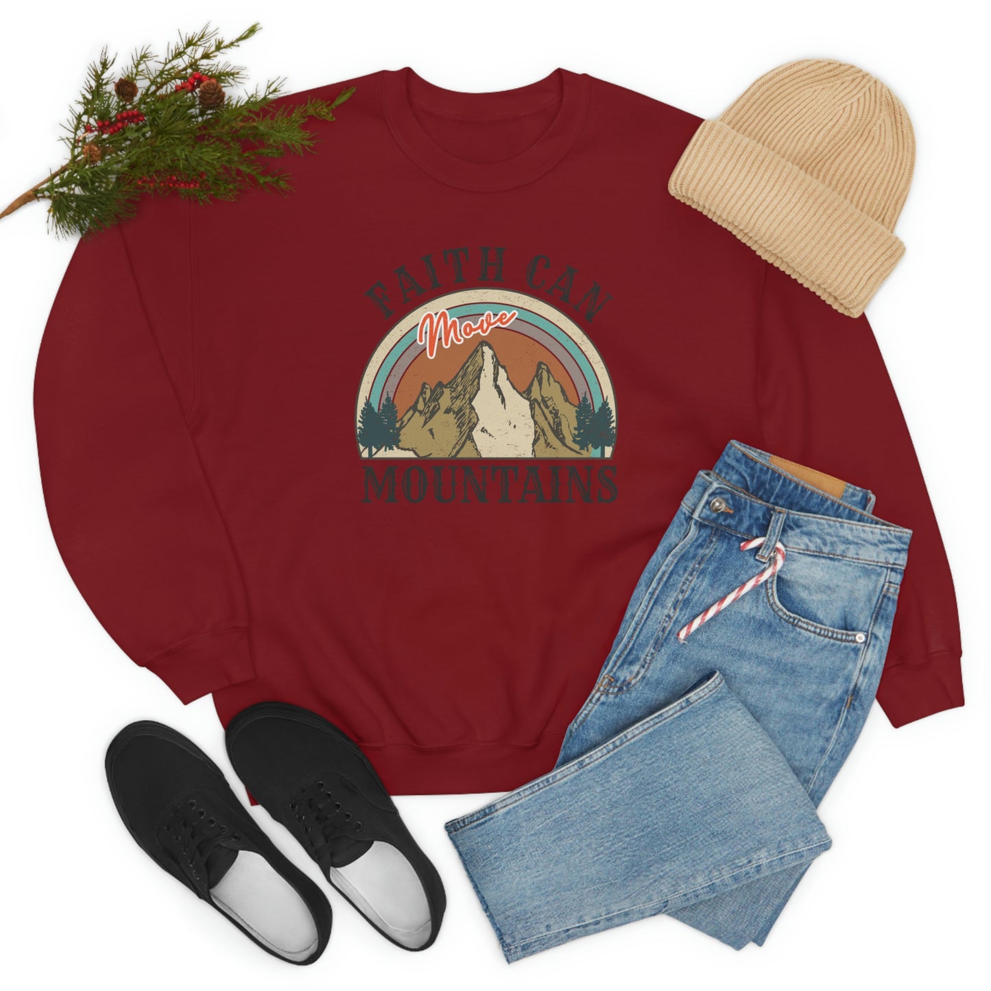"Faith Can Move Mountains" Unisex Heavy Blend™ Crewneck Sweatshirt