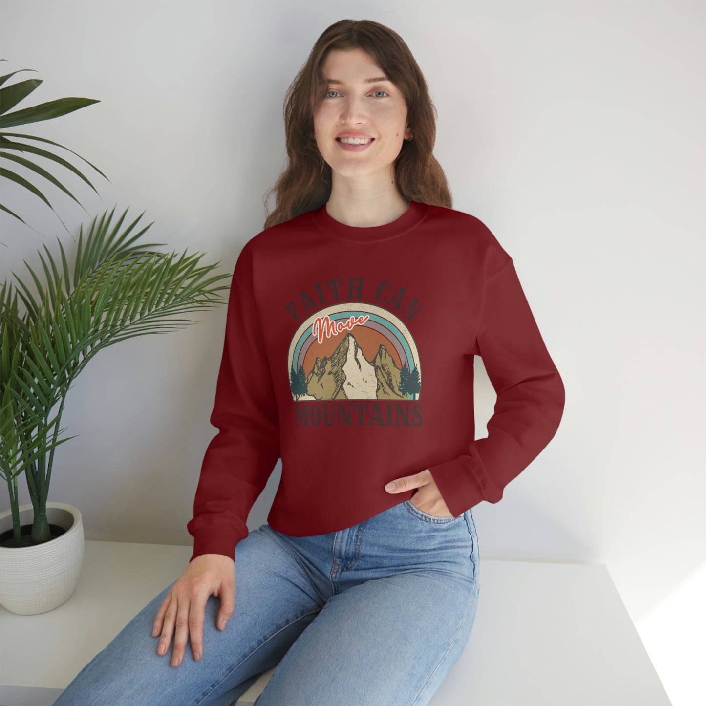 "Faith Can Move Mountains" Unisex Heavy Blend™ Crewneck Sweatshirt