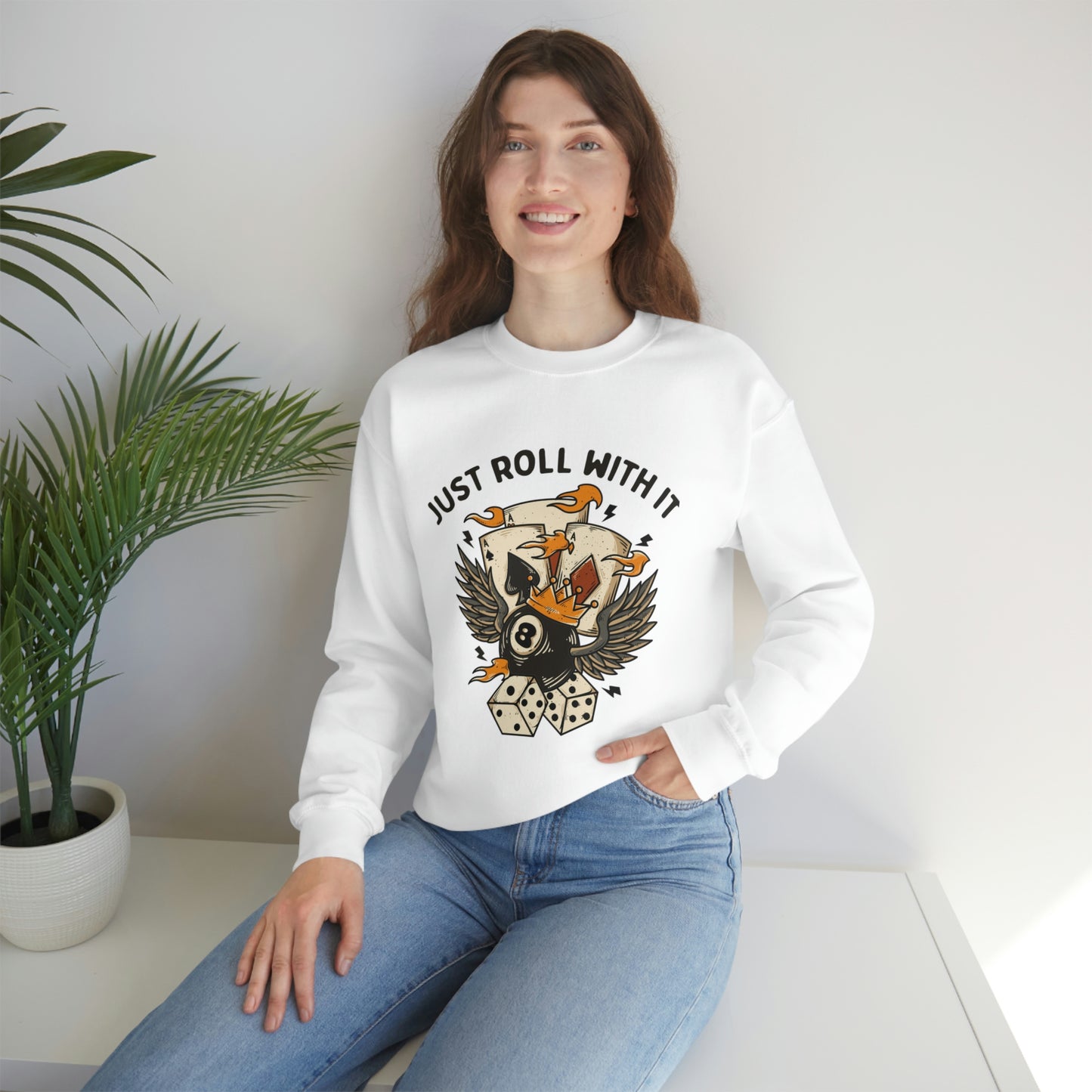 "Just Roll With It" Unisex Crewneck Sweatshirt
