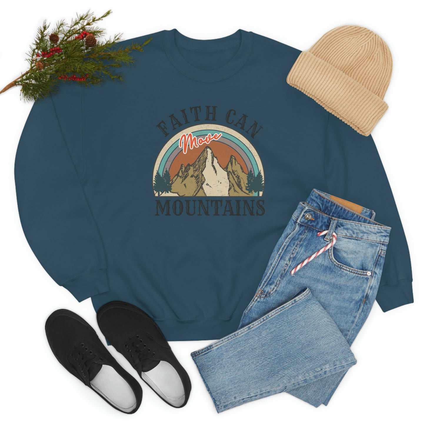 "Faith Can Move Mountains" Unisex Heavy Blend™ Crewneck Sweatshirt