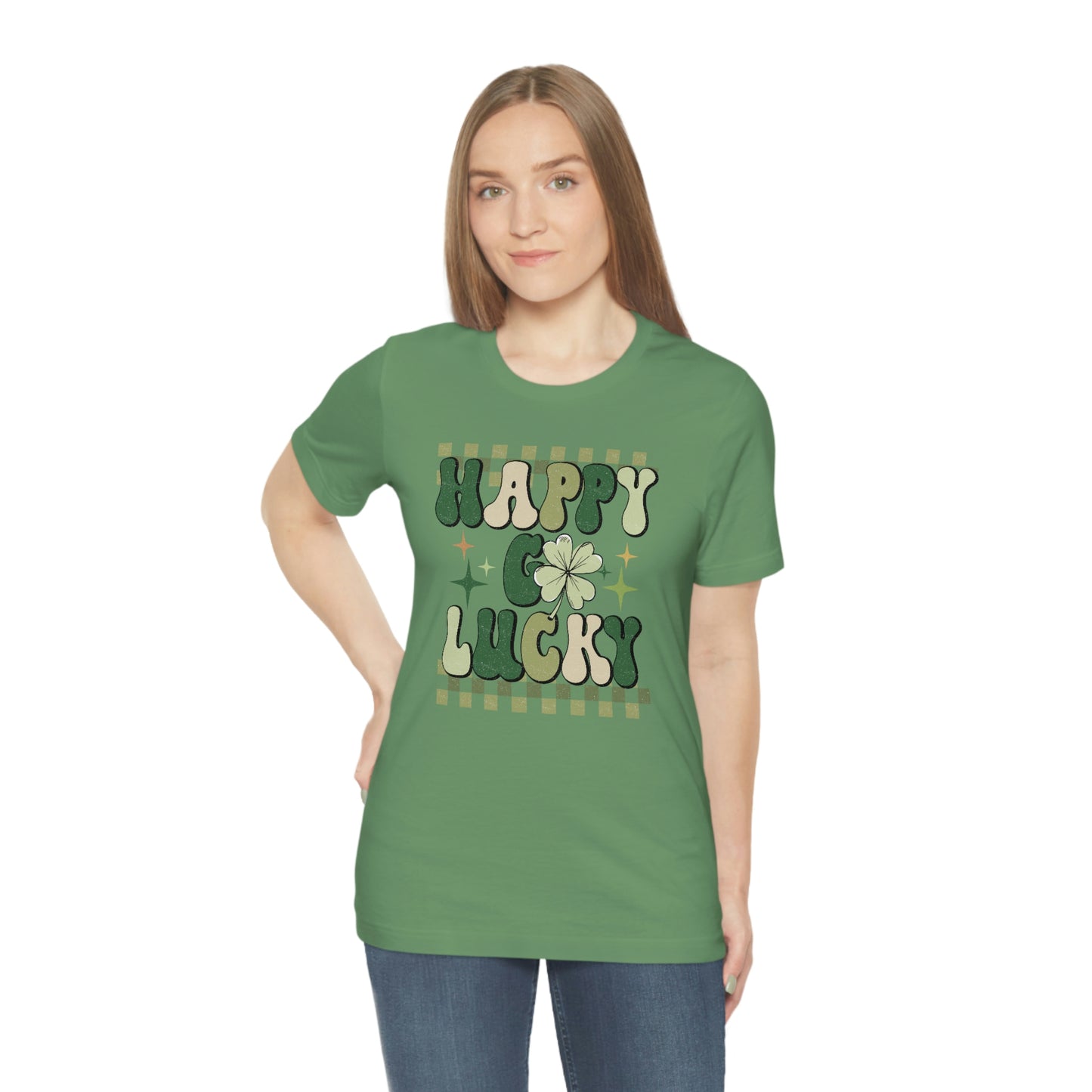 "Happy Go Lucky" Unisex Jersey Short Sleeve Tee (Bella Cavas 3001)