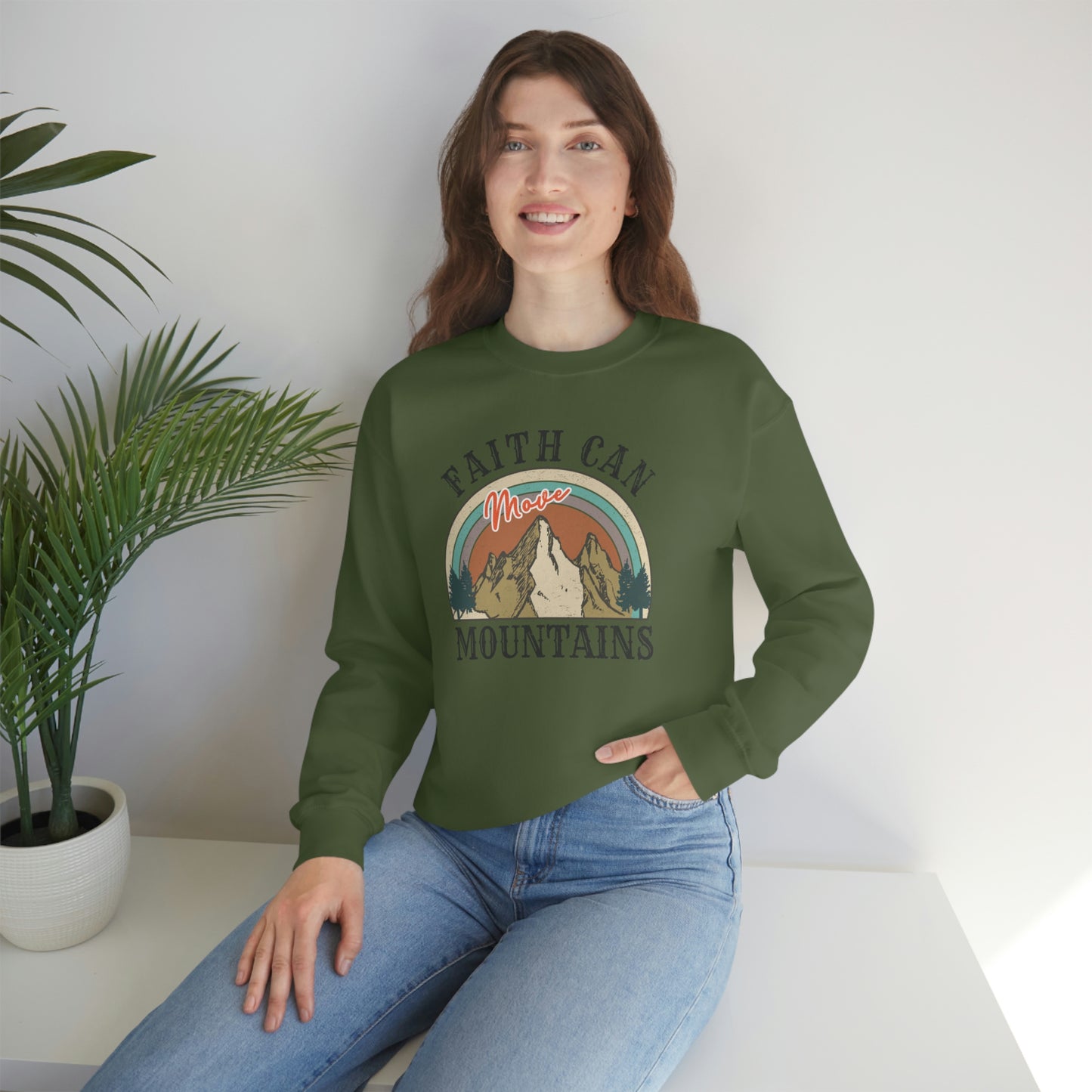 "Faith Can Move Mountains" Unisex Heavy Blend™ Crewneck Sweatshirt