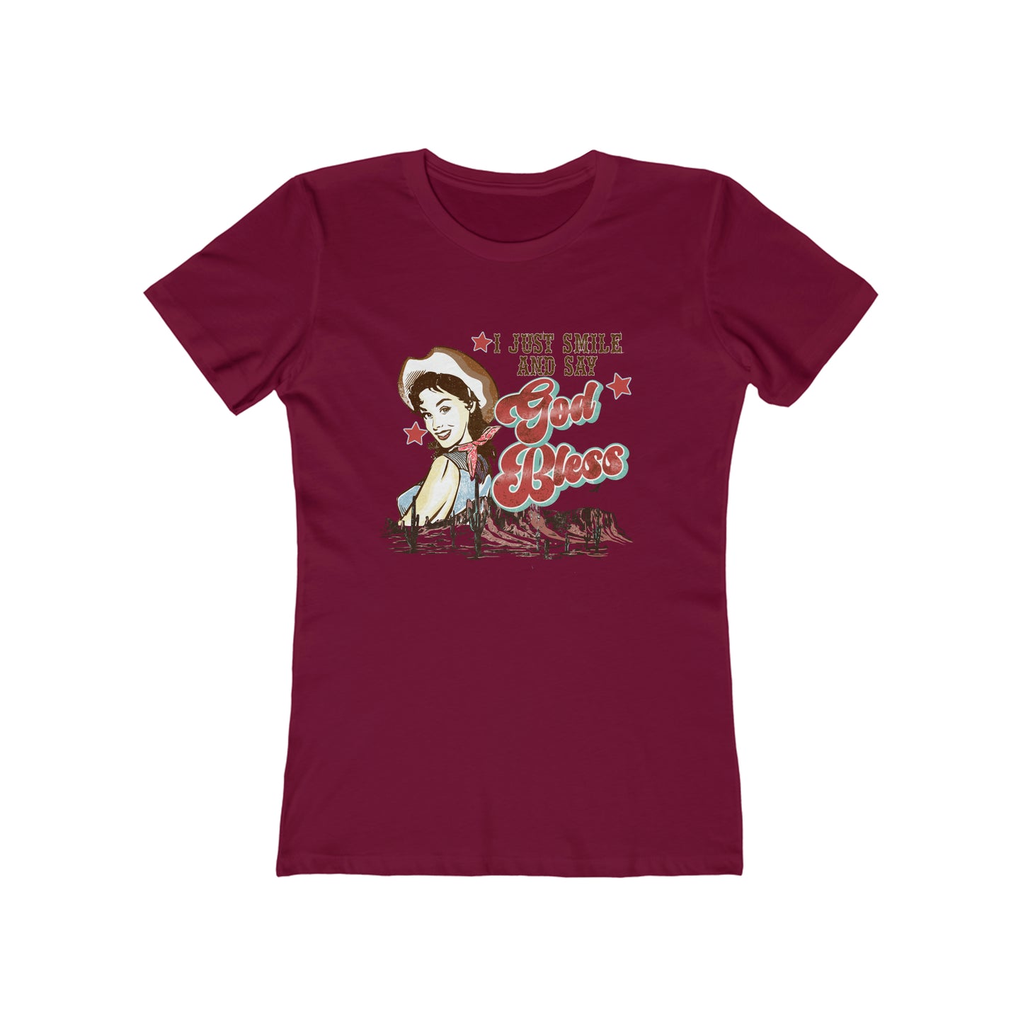 "God Bless" Women's The Boyfriend Tee, Next Level T-Shirt