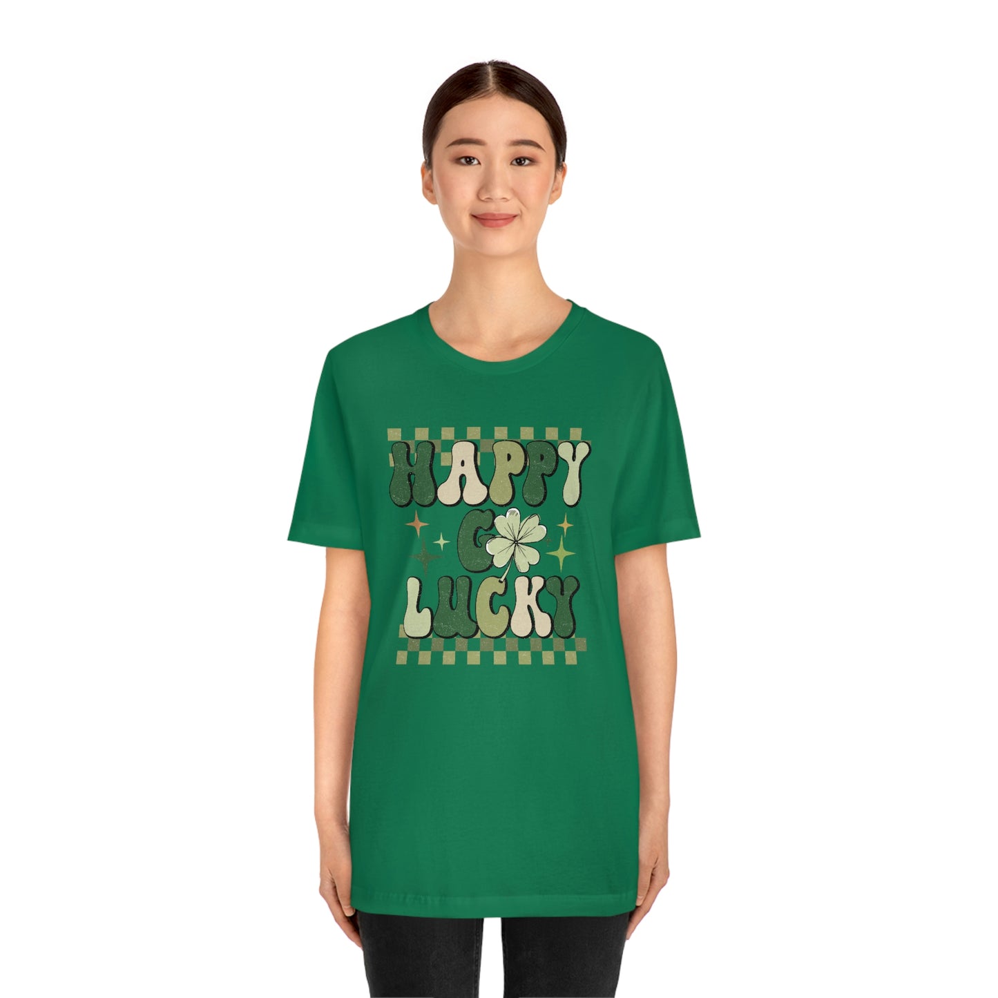 "Happy Go Lucky" Unisex Jersey Short Sleeve Tee (Bella Cavas 3001)