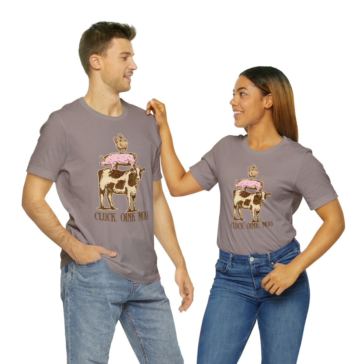 "Cluck, Oink, Moo" Bella Canvas Short Sleeve Tee