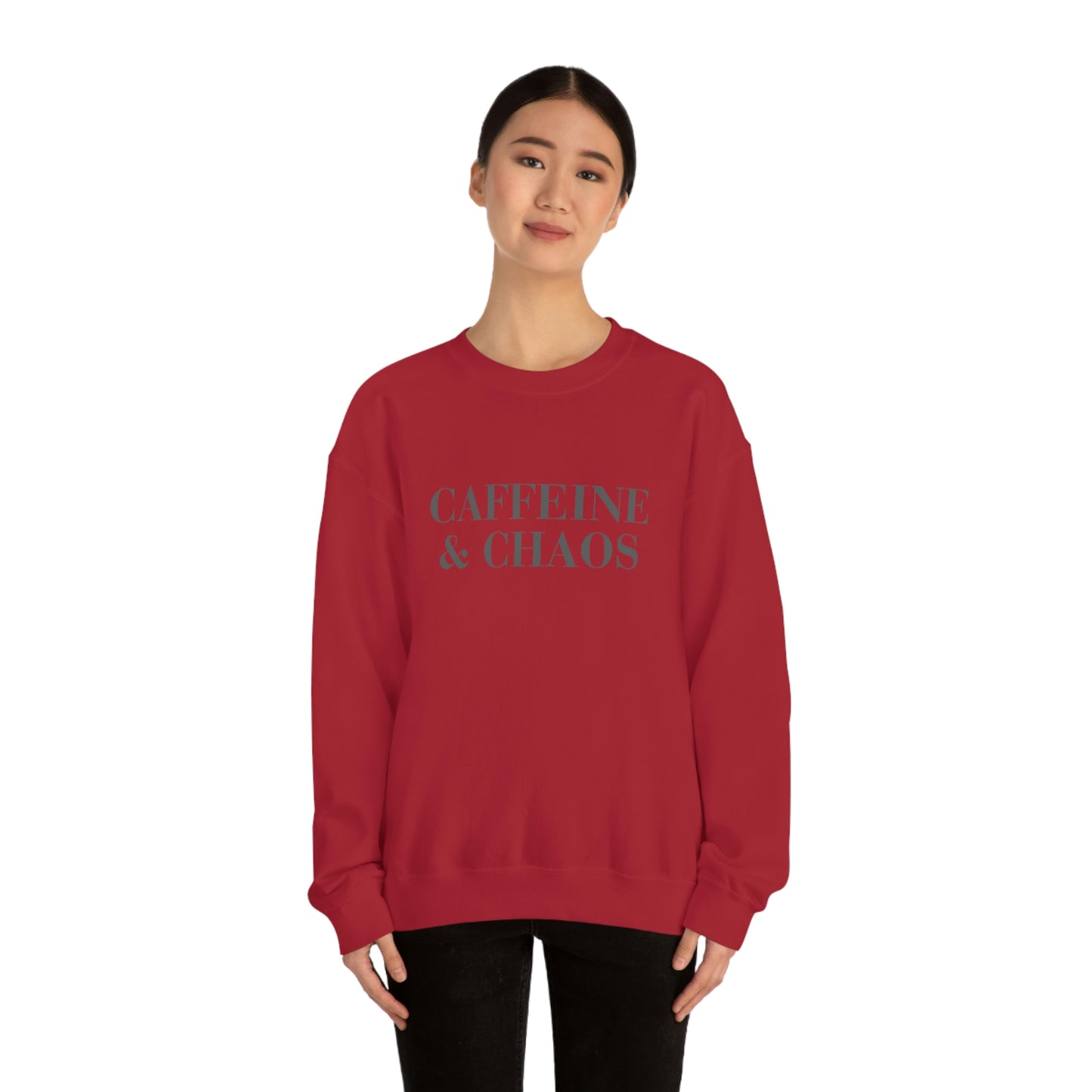 "Caffeine and Chaos" Unisex Heavy Blend™ Crewneck Sweatshirt