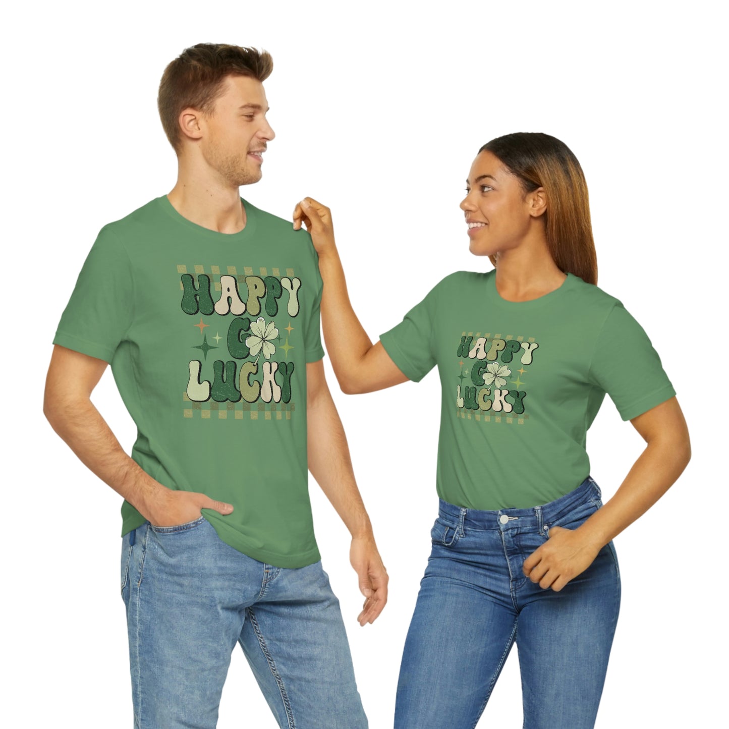 "Happy Go Lucky" Unisex Jersey Short Sleeve Tee (Bella Cavas 3001)