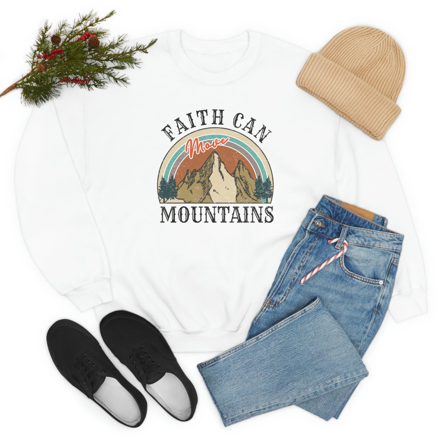 "Faith Can Move Mountains" Unisex Heavy Blend™ Crewneck Sweatshirt