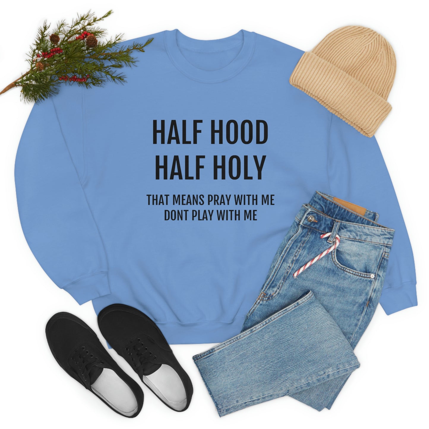 “Half Hood Half Holy” Unisex Heavy Blend™ Crewneck Sweatshirt
