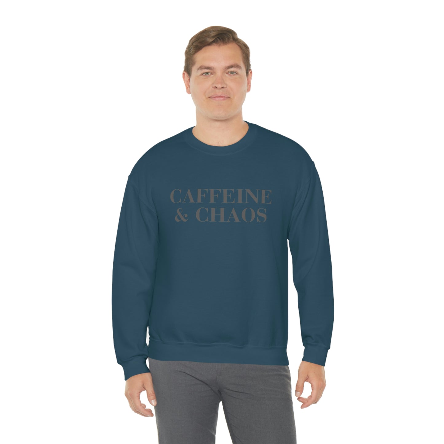 "Caffeine and Chaos" Unisex Heavy Blend™ Crewneck Sweatshirt