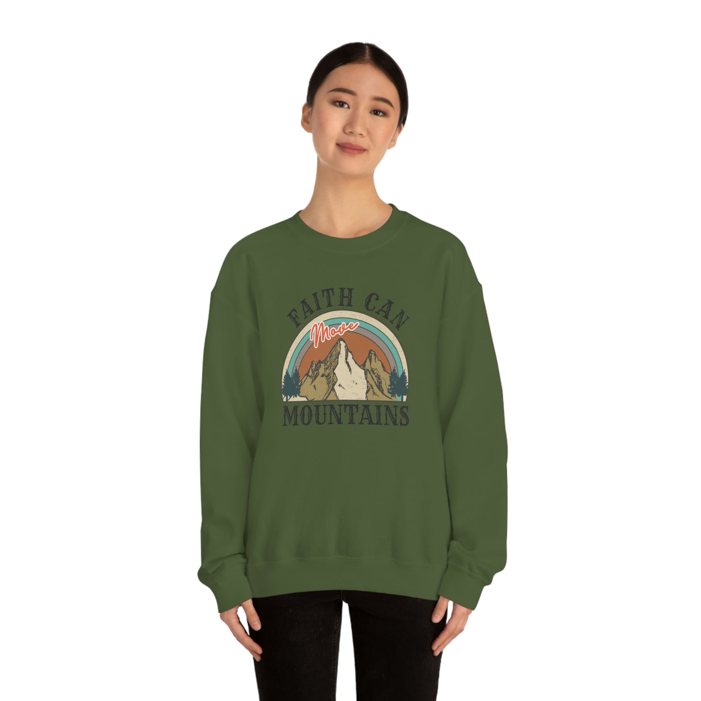"Faith Can Move Mountains" Unisex Heavy Blend™ Crewneck Sweatshirt
