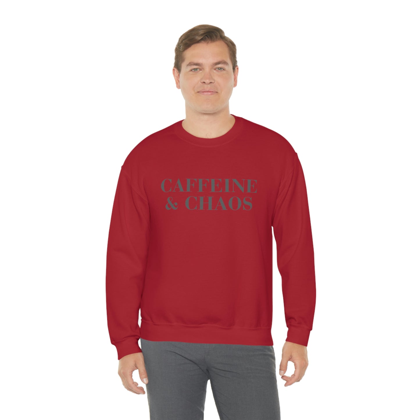 "Caffeine and Chaos" Unisex Heavy Blend™ Crewneck Sweatshirt