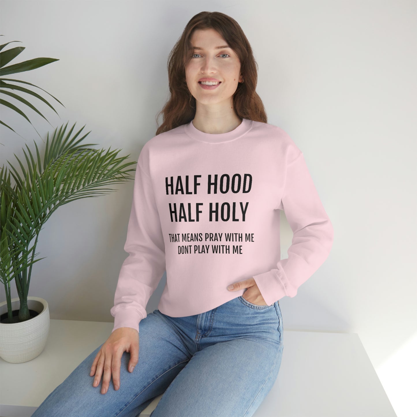 “Half Hood Half Holy” Unisex Heavy Blend™ Crewneck Sweatshirt