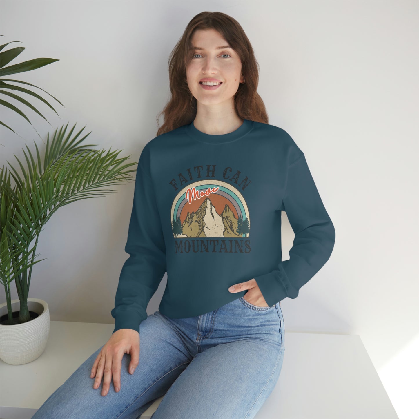 "Faith Can Move Mountains" Unisex Heavy Blend™ Crewneck Sweatshirt