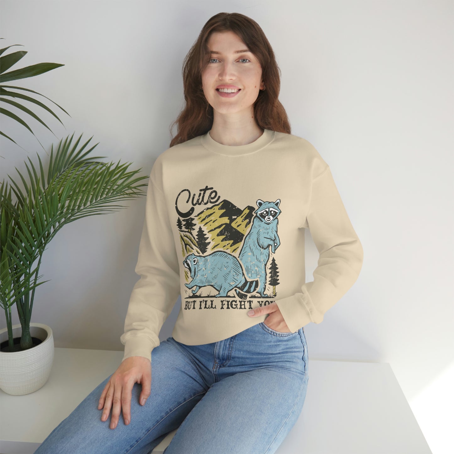 "Cute, but I'll fight you" Unisex Heavy Blend™ Crewneck Sweatshirt