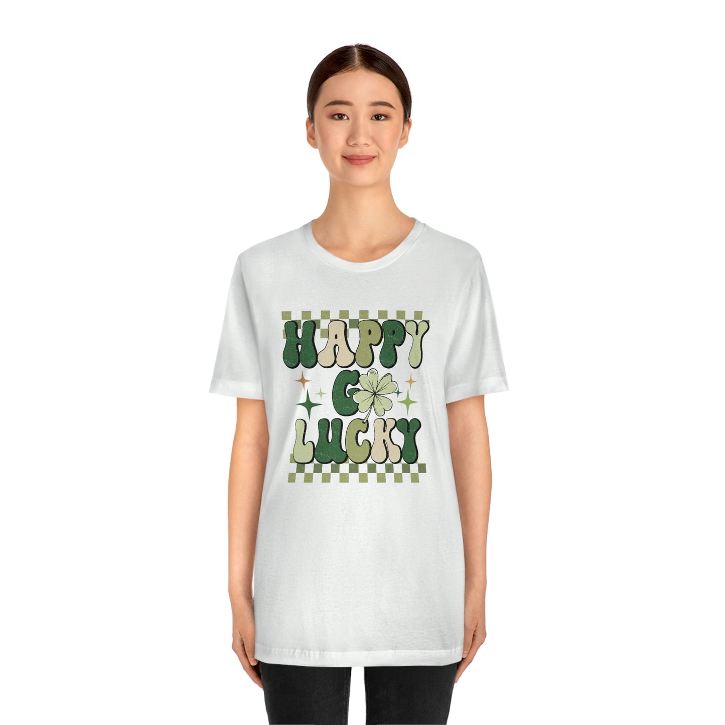 "Happy Go Lucky" Unisex Jersey Short Sleeve Tee (Bella Cavas 3001)