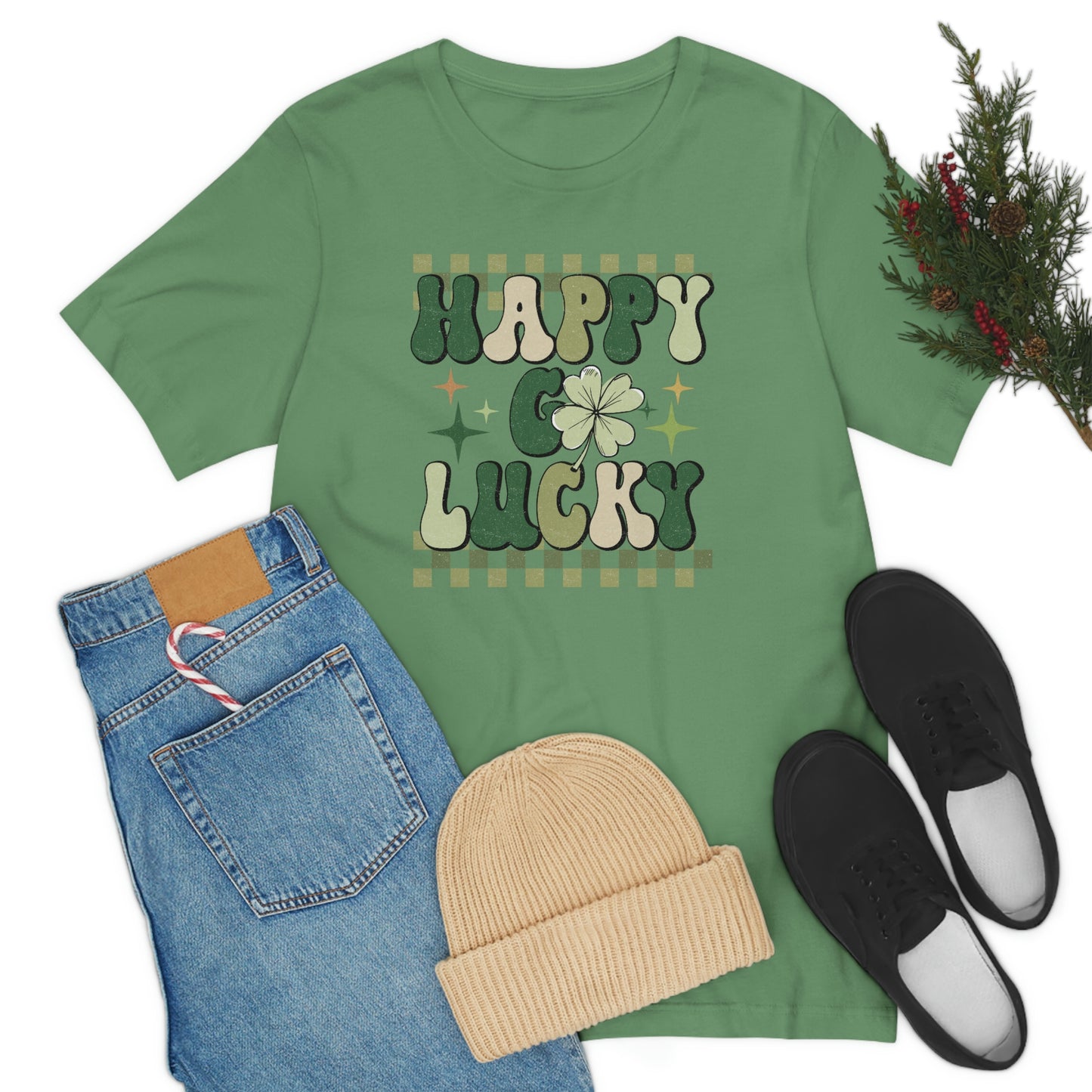 "Happy Go Lucky" Unisex Jersey Short Sleeve Tee (Bella Cavas 3001)