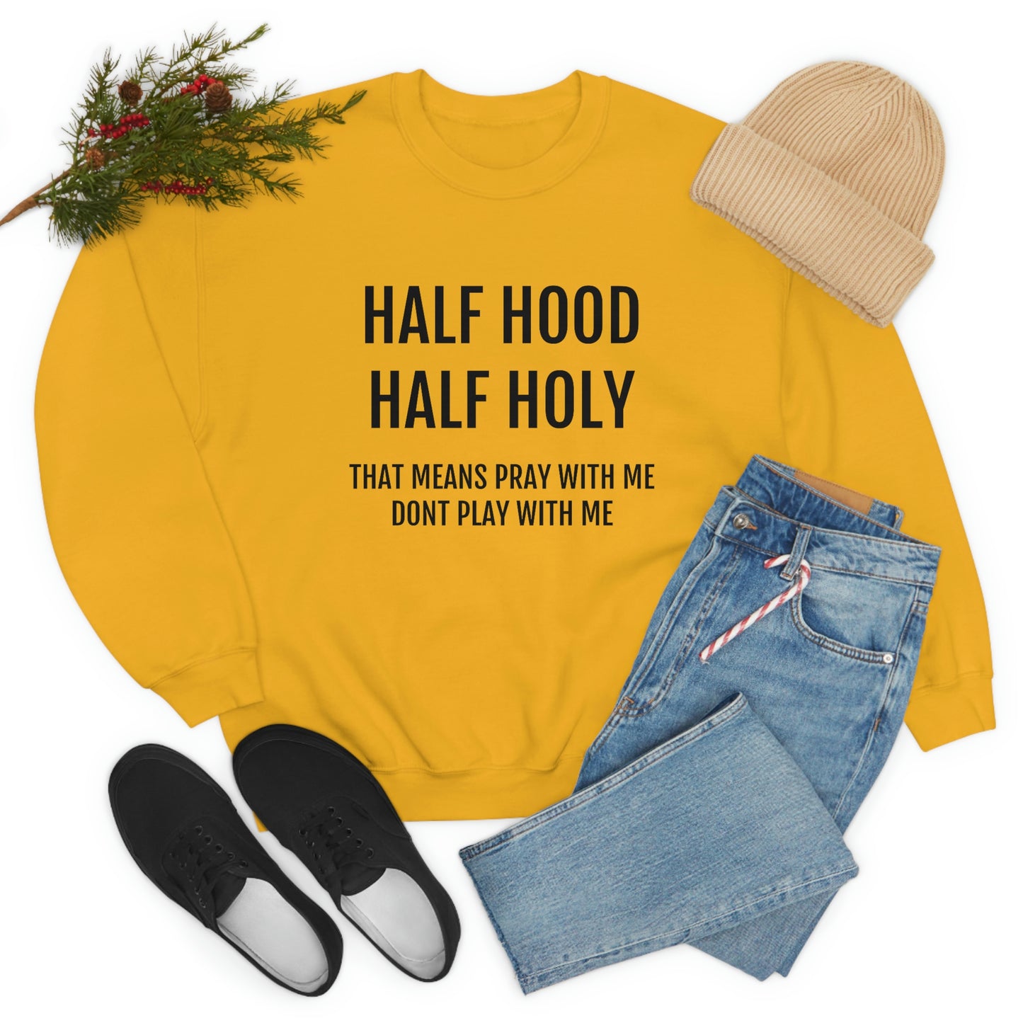 “Half Hood Half Holy” Unisex Heavy Blend™ Crewneck Sweatshirt