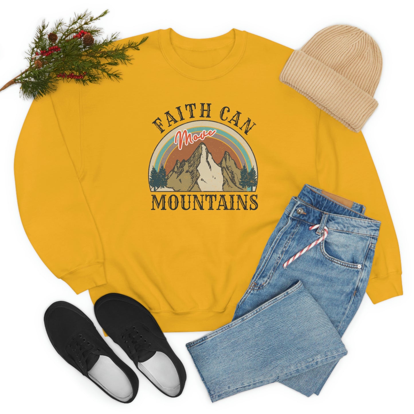 "Faith Can Move Mountains" Unisex Heavy Blend™ Crewneck Sweatshirt