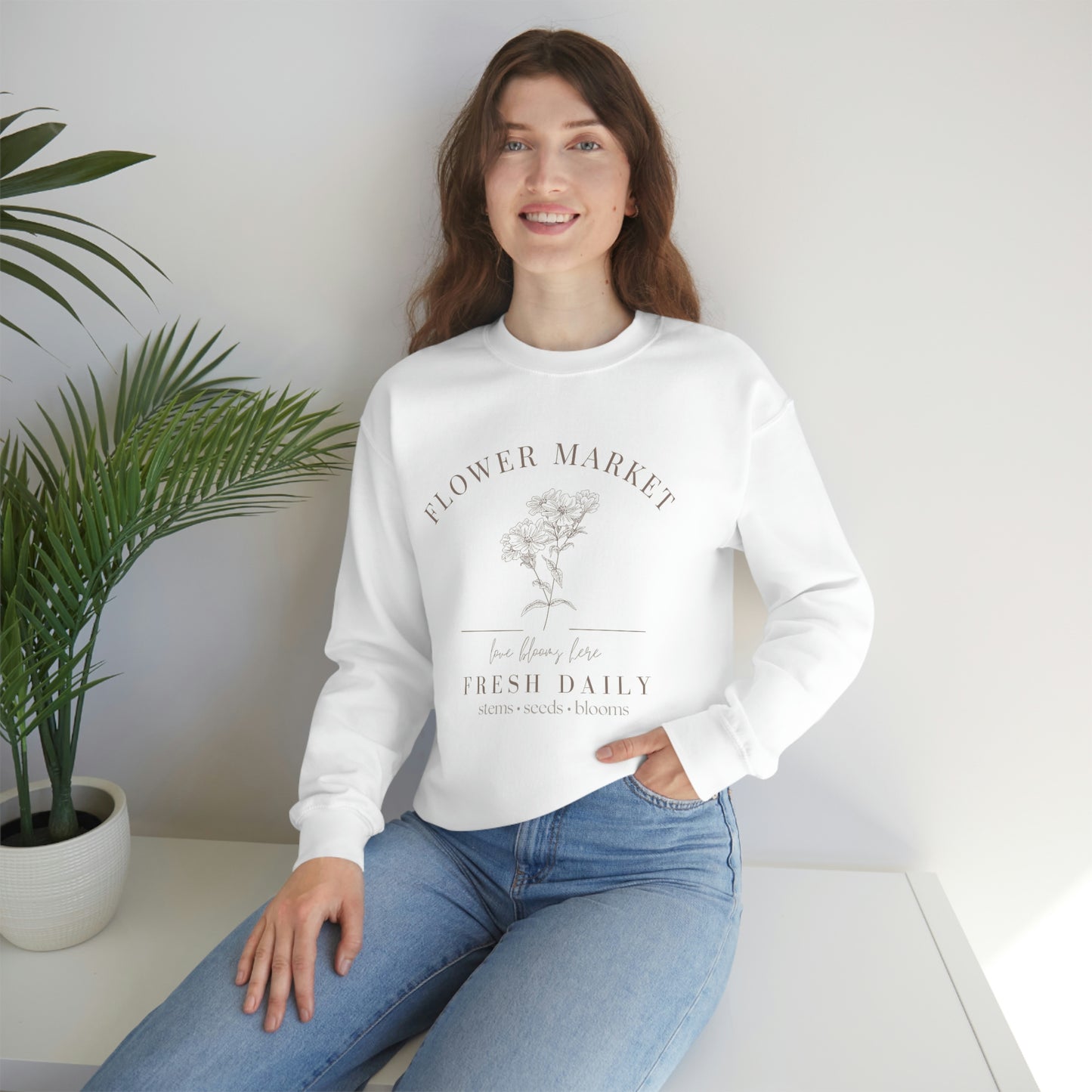"Flower Market Sweatshirt" Unisex Heavy Blend™ Crewneck Sweatshirt