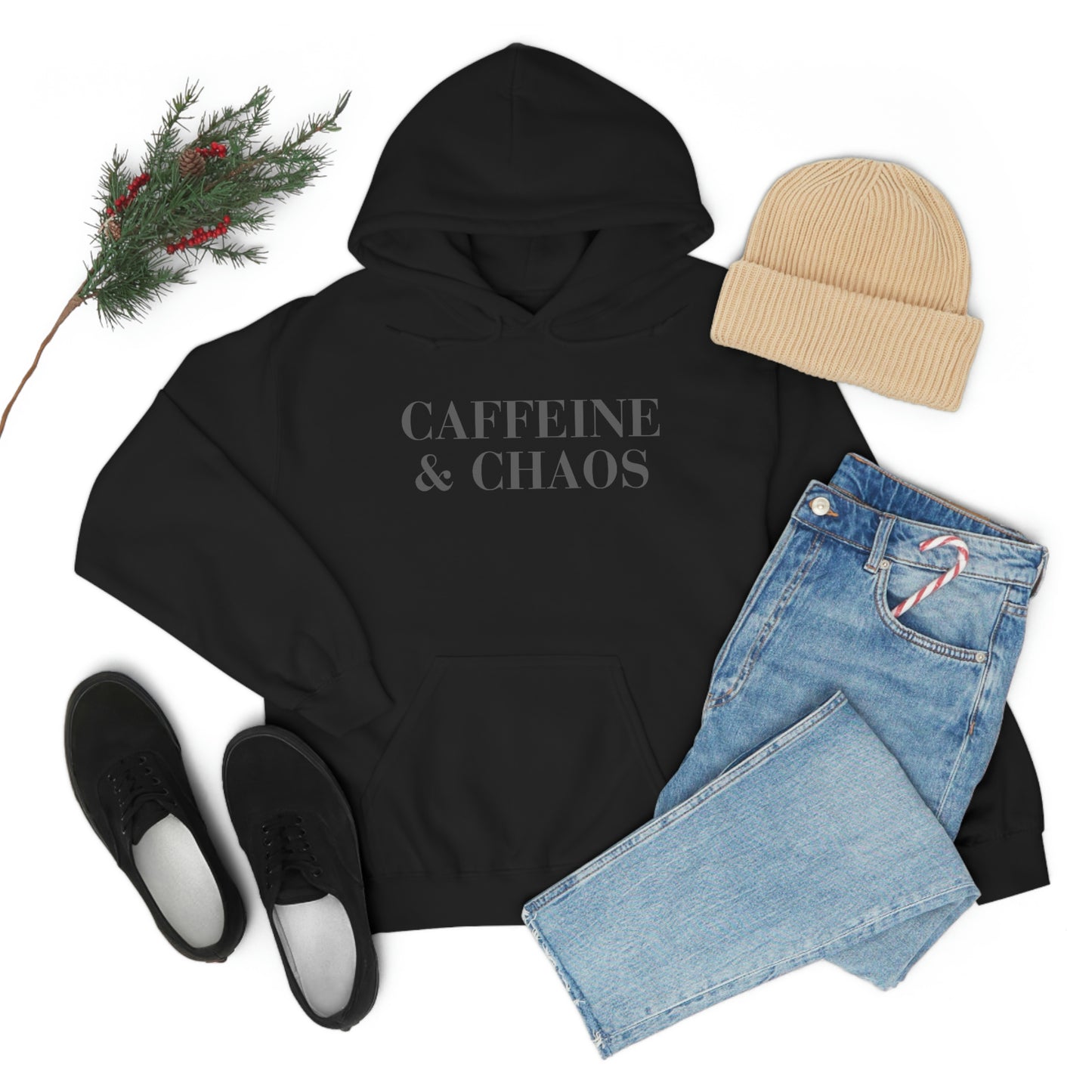 "Caffeine and Chaos" Unisex Heavy Blend™ Hooded Sweatshirt