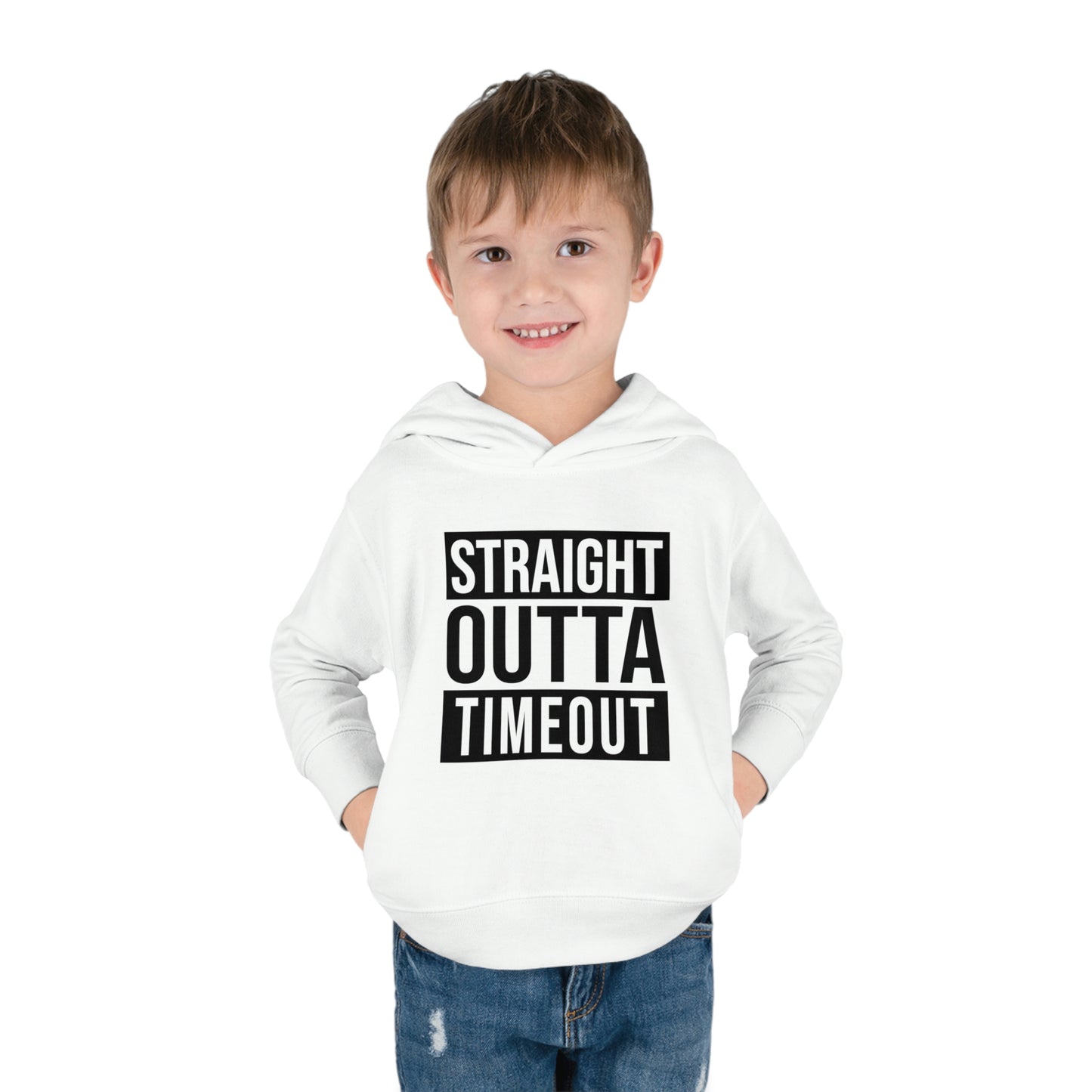"Straight Outta Timeout" Toddler Pullover Fleece Hoodie (2T-6T)