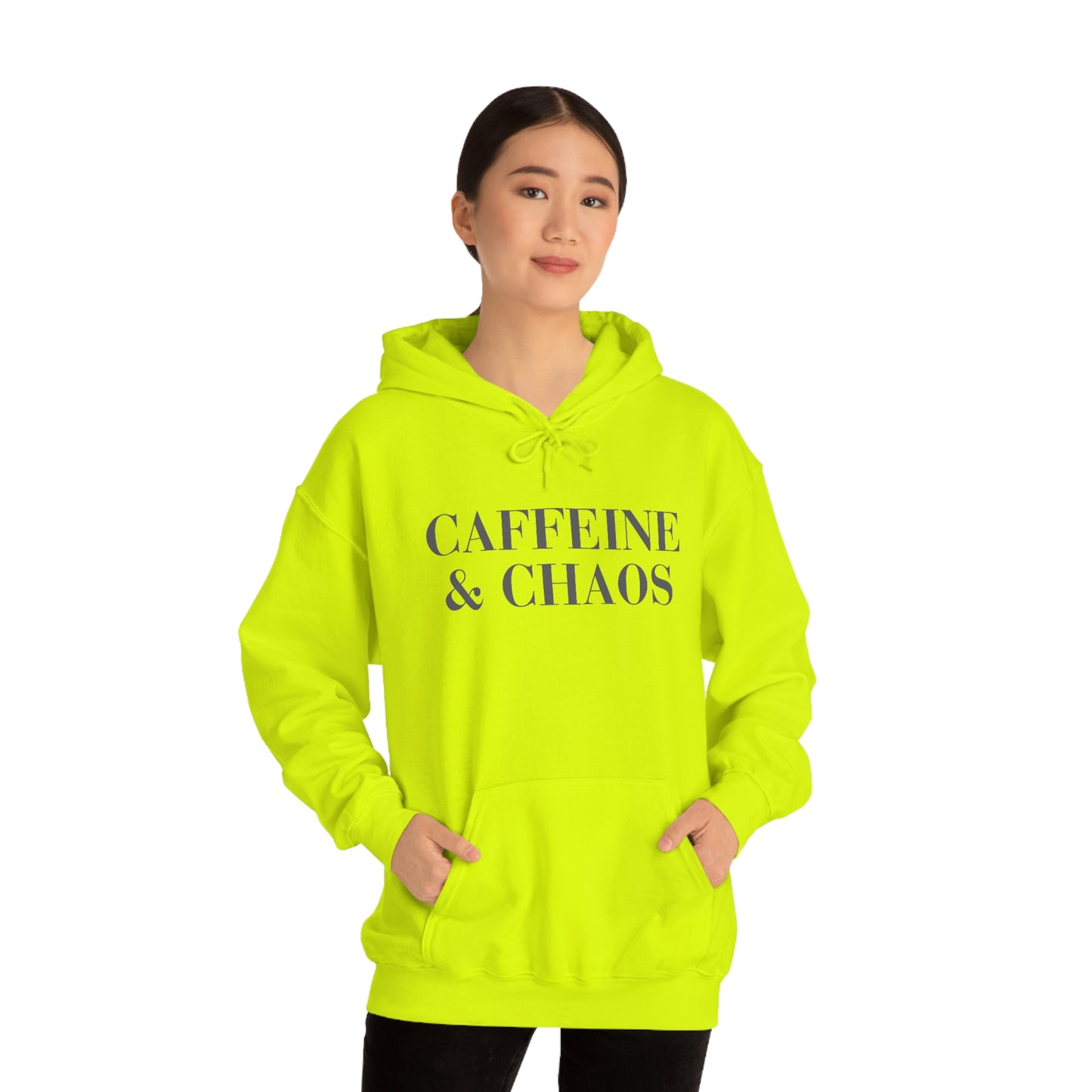 "Caffeine and Chaos" Unisex Heavy Blend™ Hooded Sweatshirt