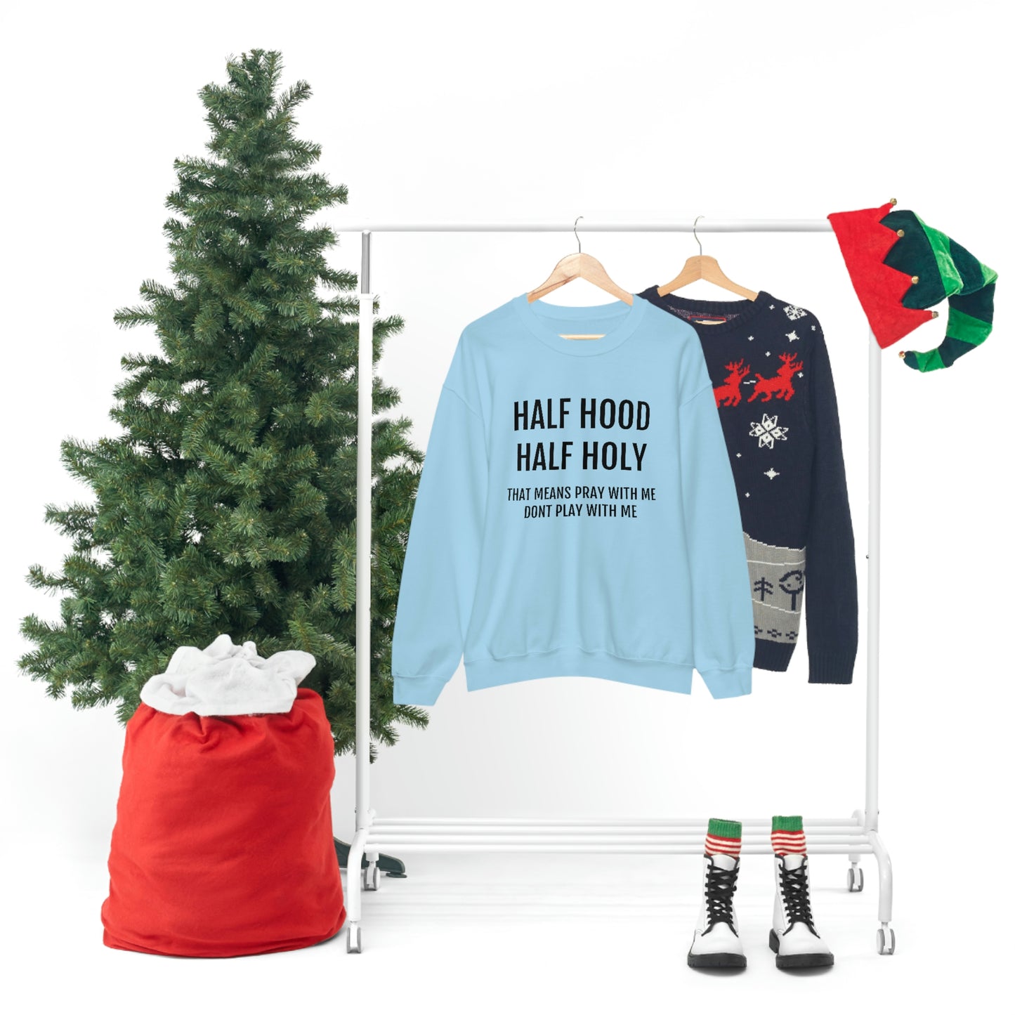 “Half Hood Half Holy” Unisex Heavy Blend™ Crewneck Sweatshirt