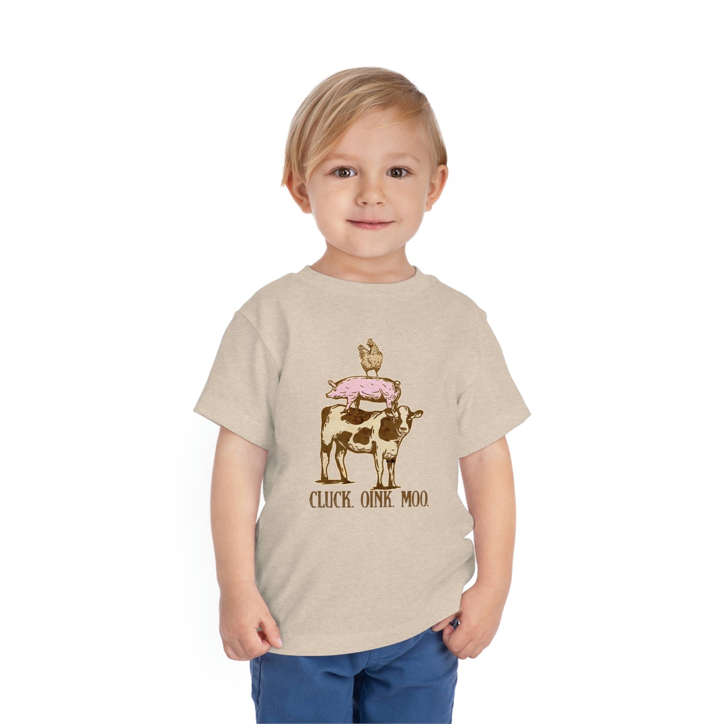 "Cluck, Oink, Moo" Toddler Short Sleeve Tee (2T-5T)