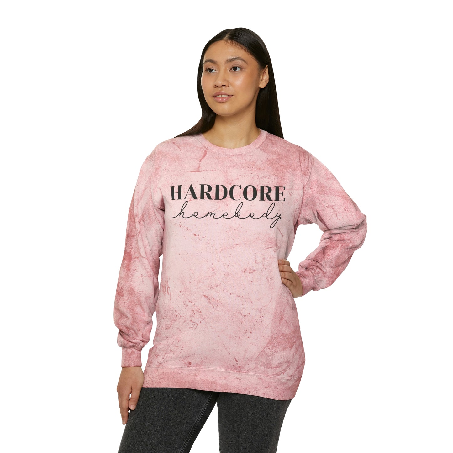 "Hardcore Homebody" Unisex Color Blast Crewneck Sweatshirt
