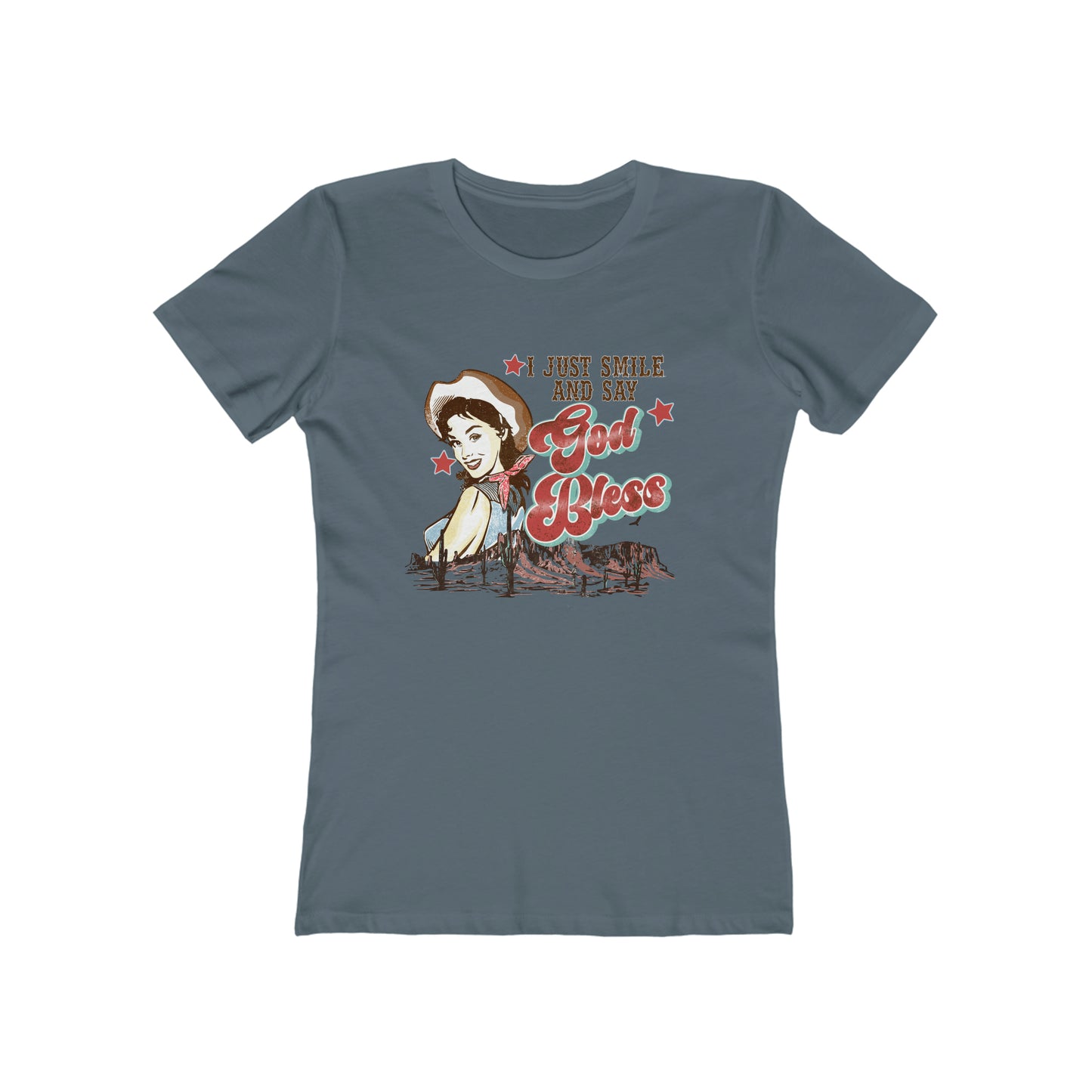 "God Bless" Women's The Boyfriend Tee, Next Level T-Shirt