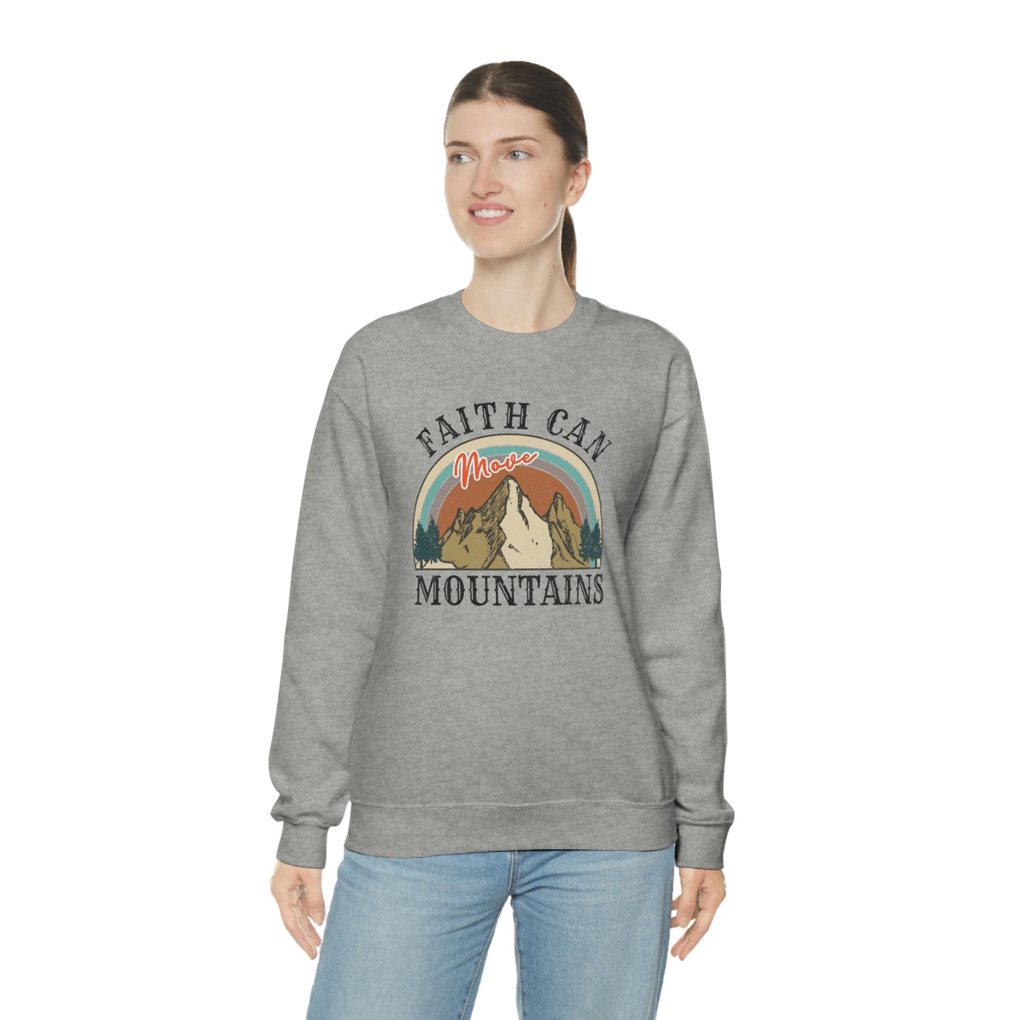 "Faith Can Move Mountains" Unisex Heavy Blend™ Crewneck Sweatshirt