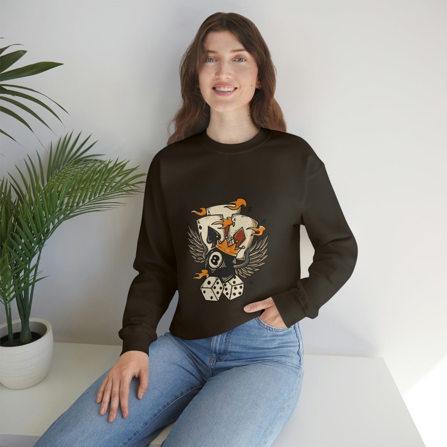 "Just Roll With It" Unisex Crewneck Sweatshirt