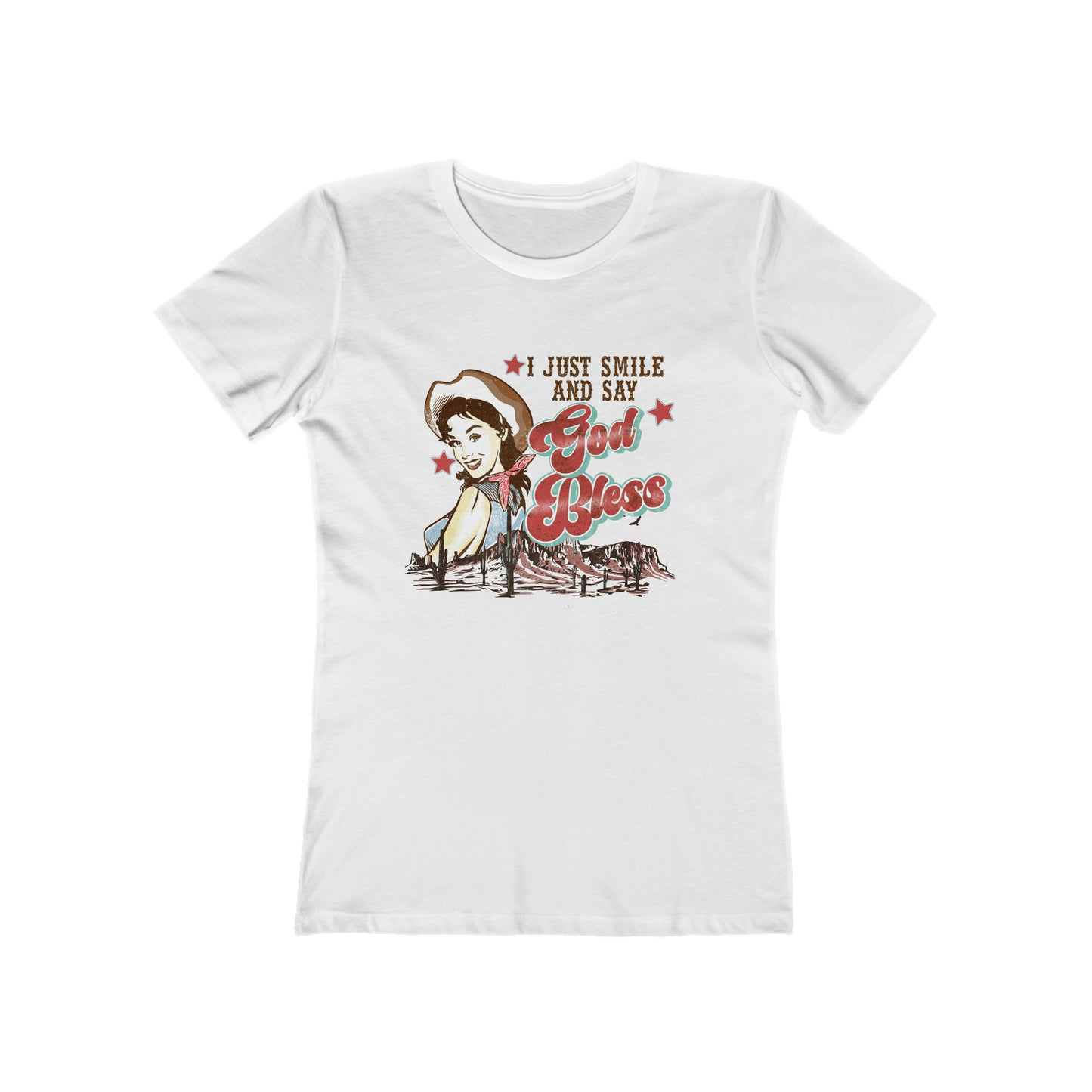 "God Bless" Women's The Boyfriend Tee, Next Level T-Shirt