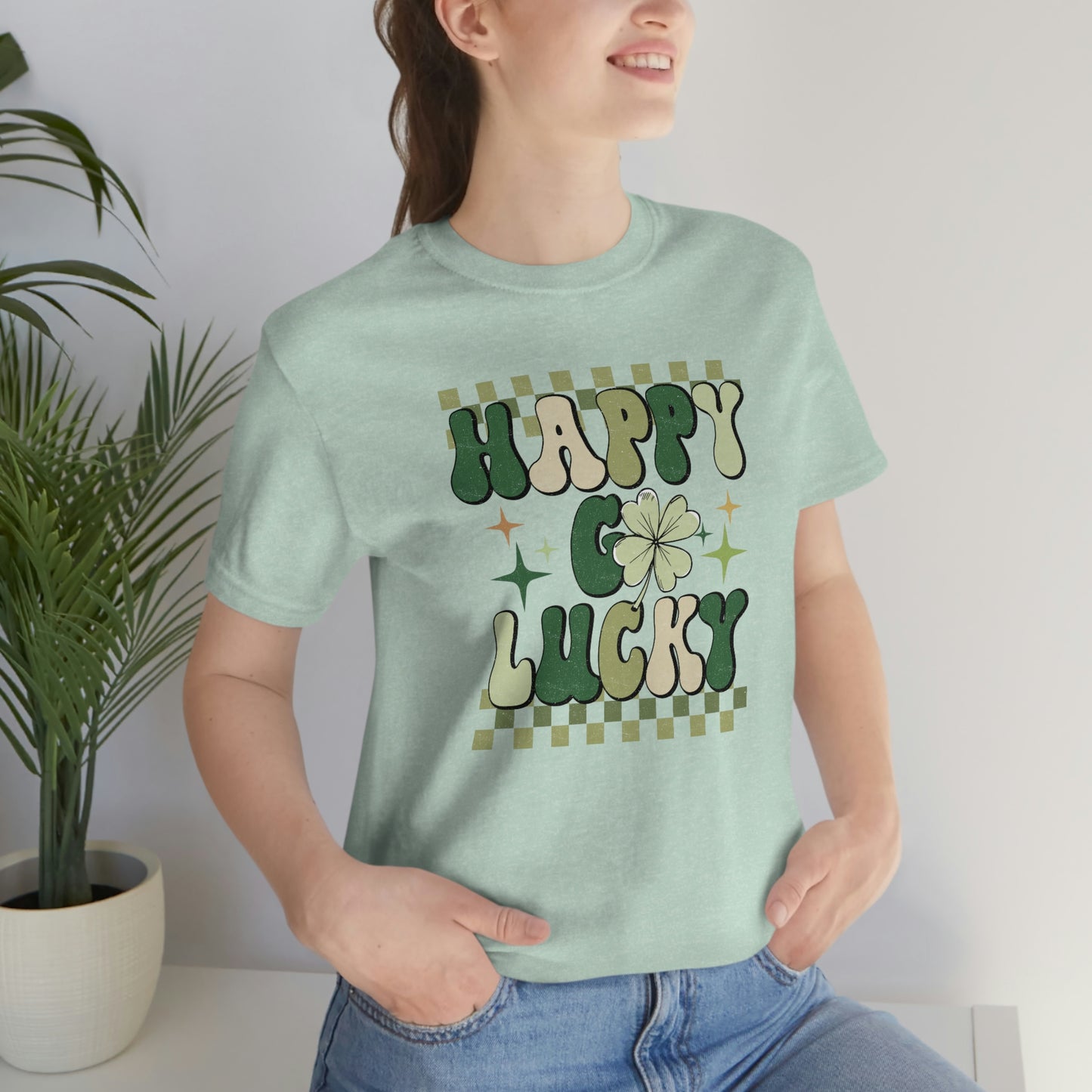 "Happy Go Lucky" Unisex Jersey Short Sleeve Tee (Bella Cavas 3001)