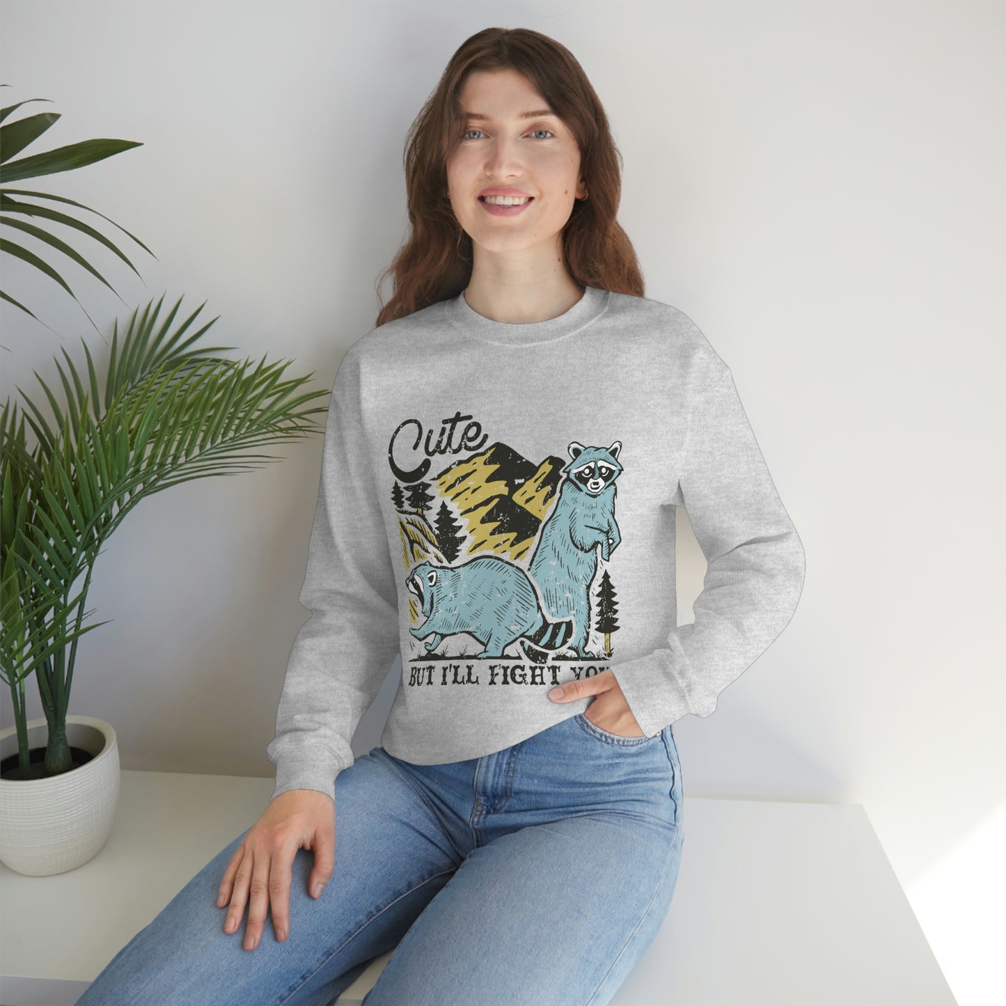 "Cute, but I'll fight you" Unisex Heavy Blend™ Crewneck Sweatshirt