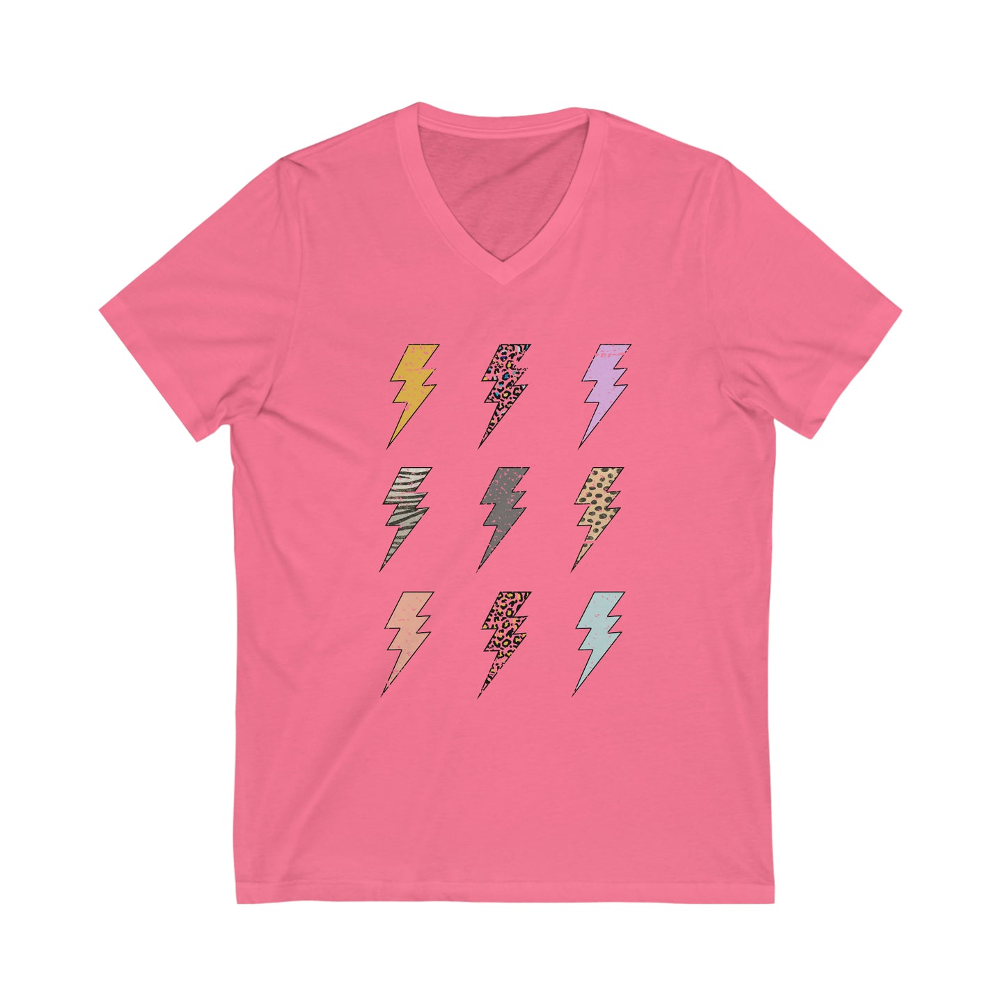 "Lightening Bolt Tee" Unisex Jersey Short Sleeve V-Neck Tee