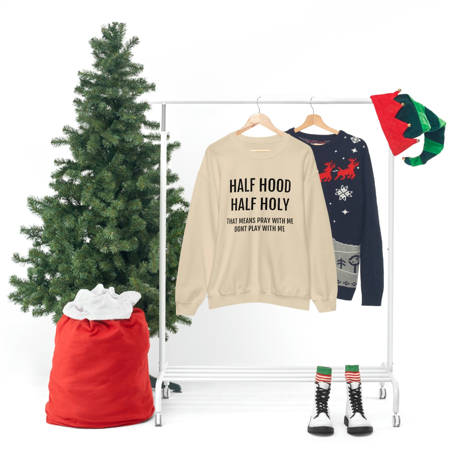 “Half Hood Half Holy” Unisex Heavy Blend™ Crewneck Sweatshirt