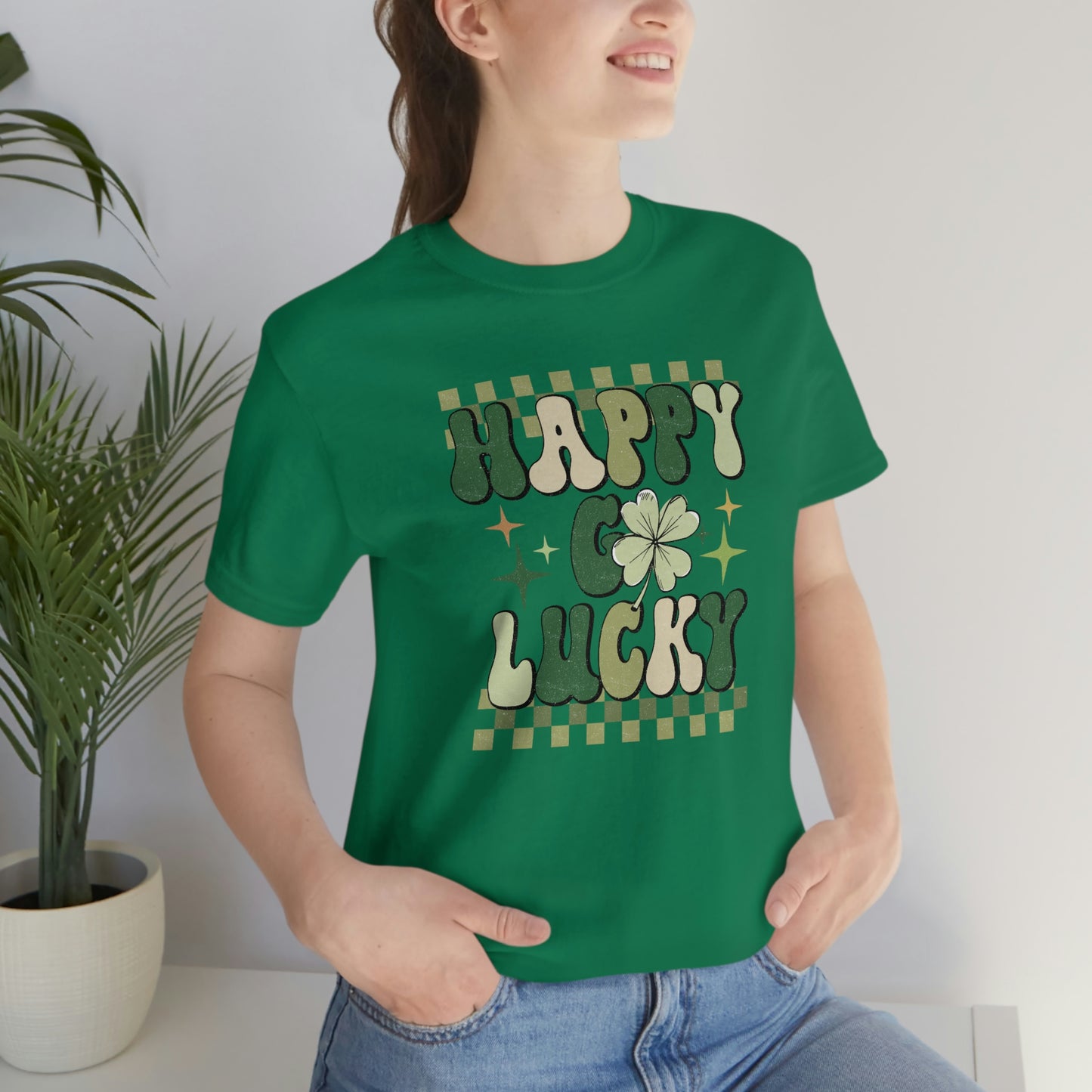 "Happy Go Lucky" Unisex Jersey Short Sleeve Tee (Bella Cavas 3001)
